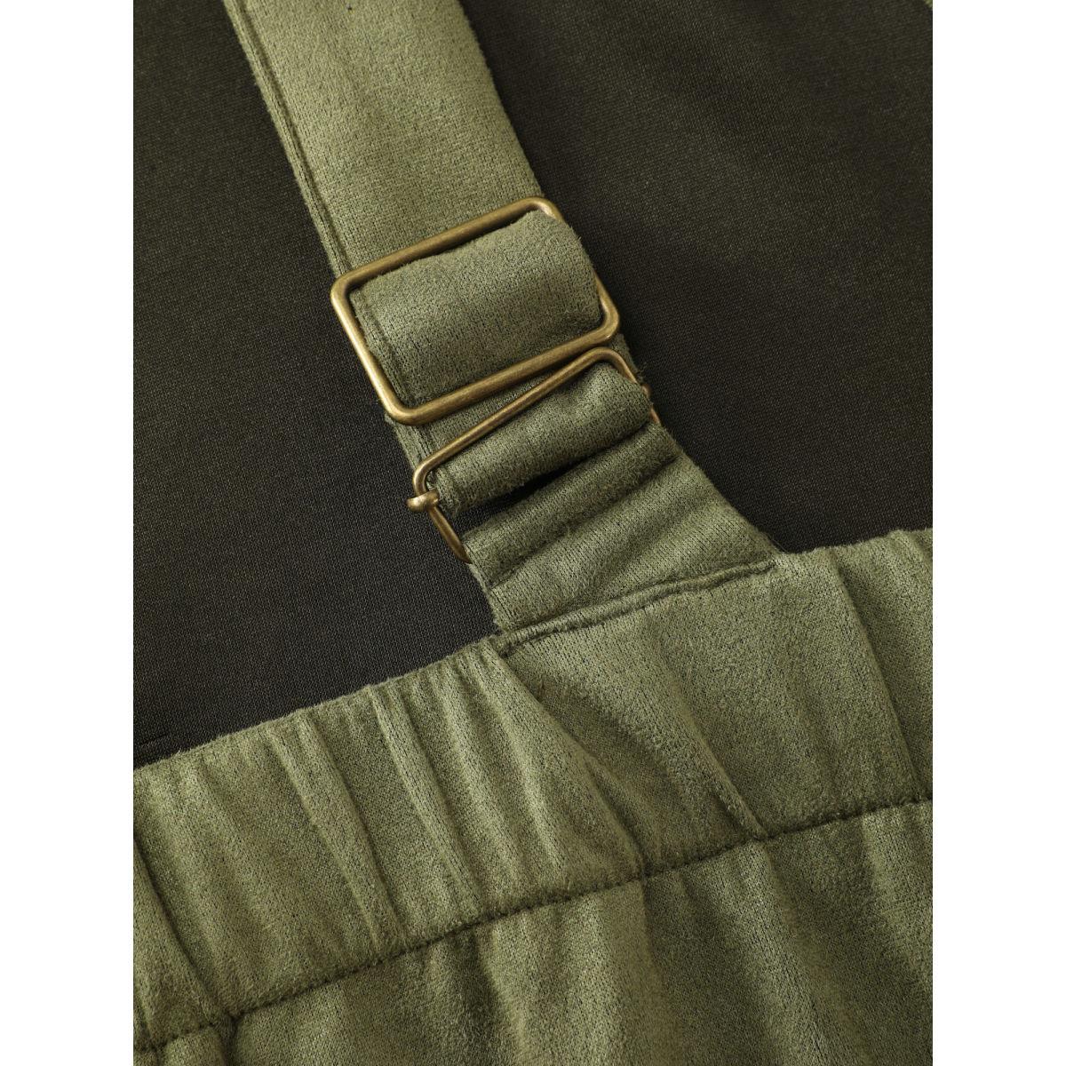 Plus Size ArmyGreen Suede Adjustable Ruffled Jumpsuit Women Leisure Sleeveless Non Casual Loose Jumpsuits BloomChic 28/5X Product Image