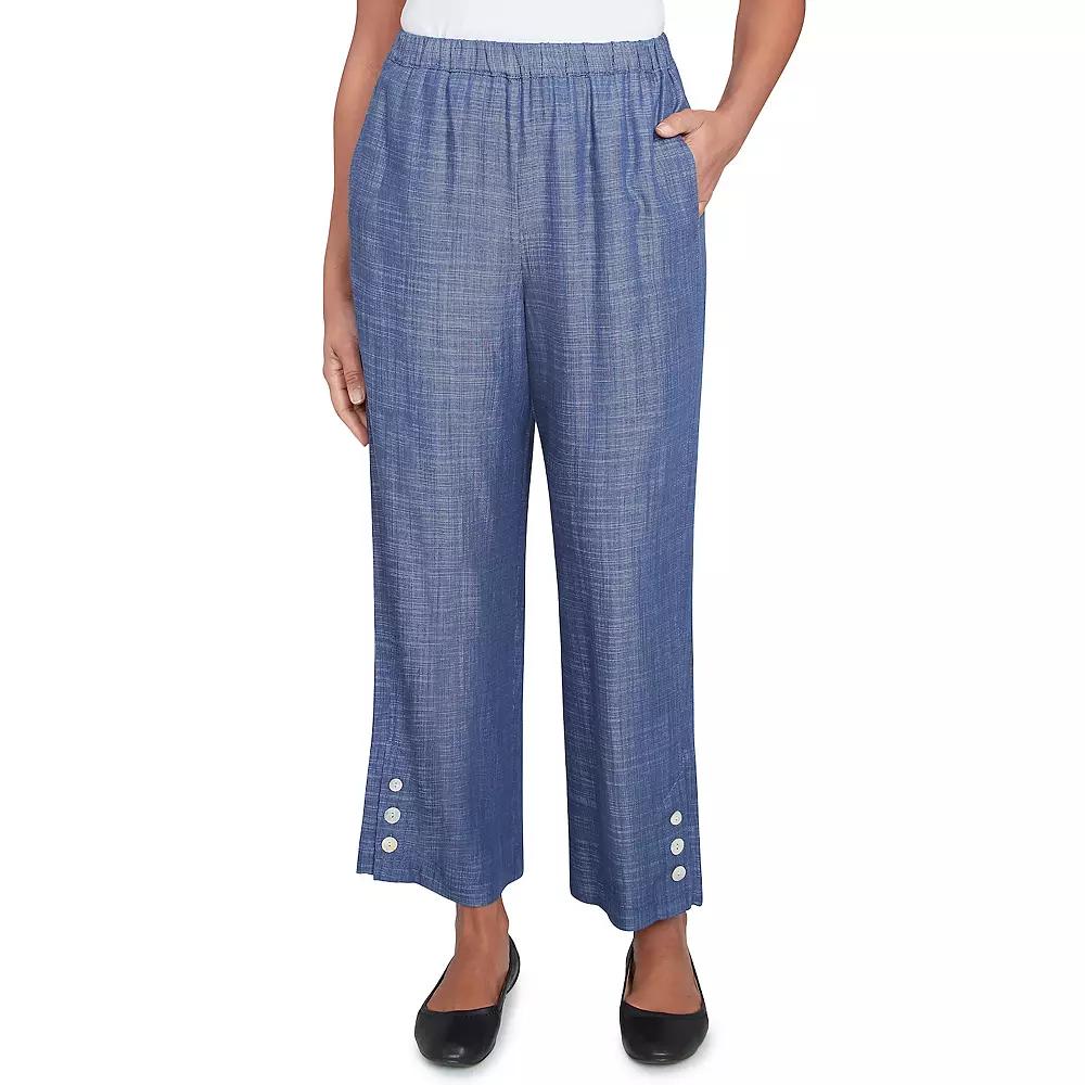 Women's Alfred Dunner Relaxed Button Detail Ankle Pants,  Product Image