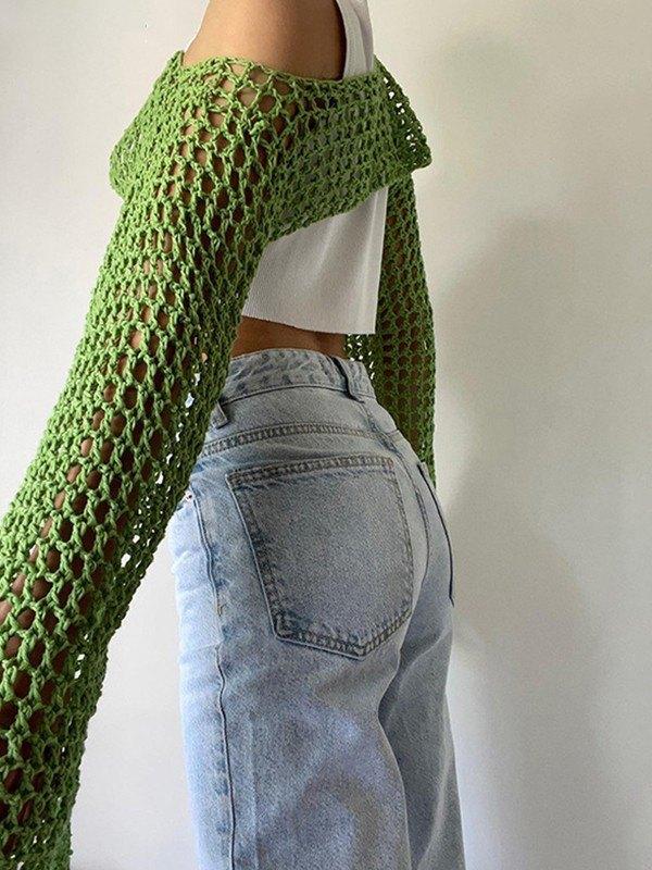 Hollow Out Crochet Bolero Knit Product Image