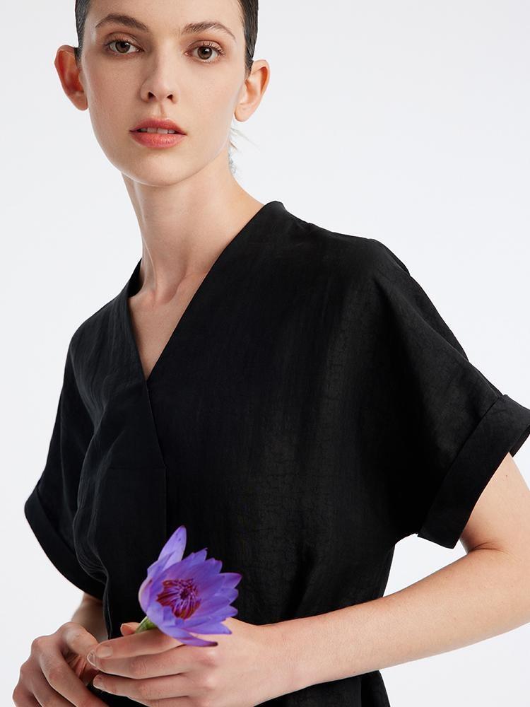 Xiang Yun Silk V-Neck Midi Dress Product Image