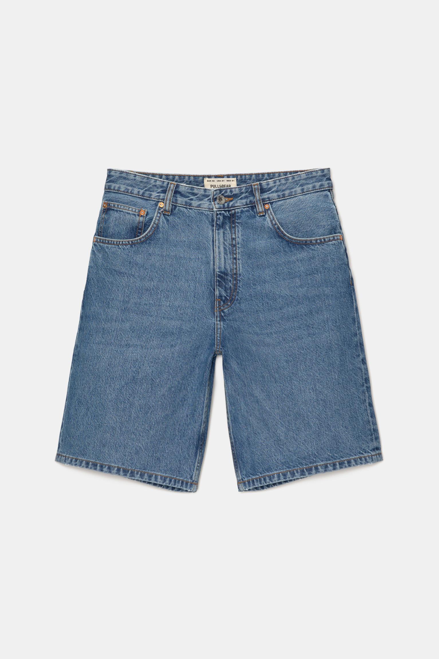 Baggy denim Bermuda shorts Product Image