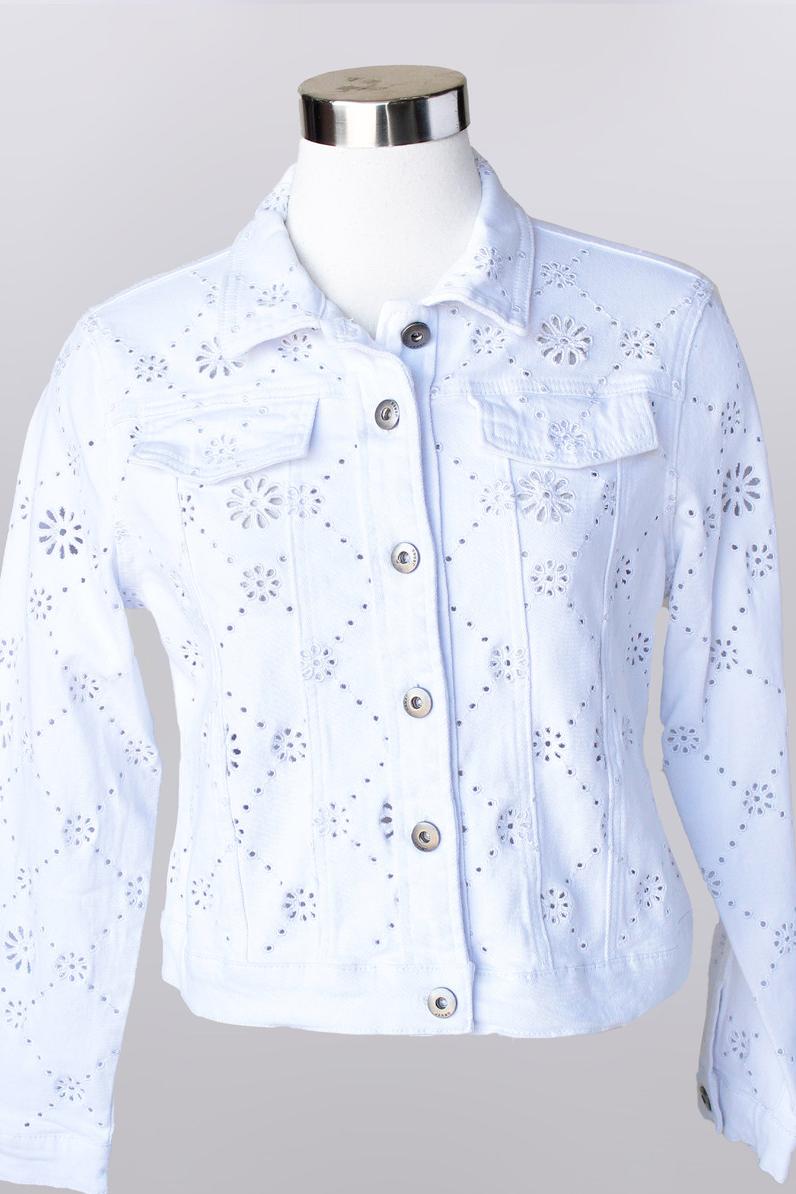 EYELET JACKET W/POCKETS white & blush Product Image