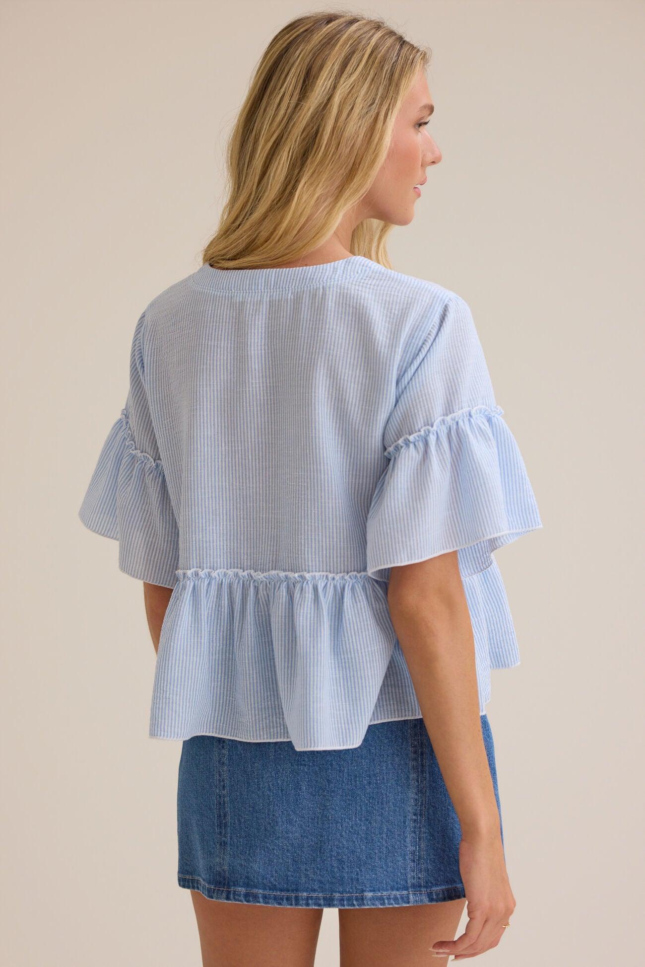Calista Stripe Peplum Top Product Image