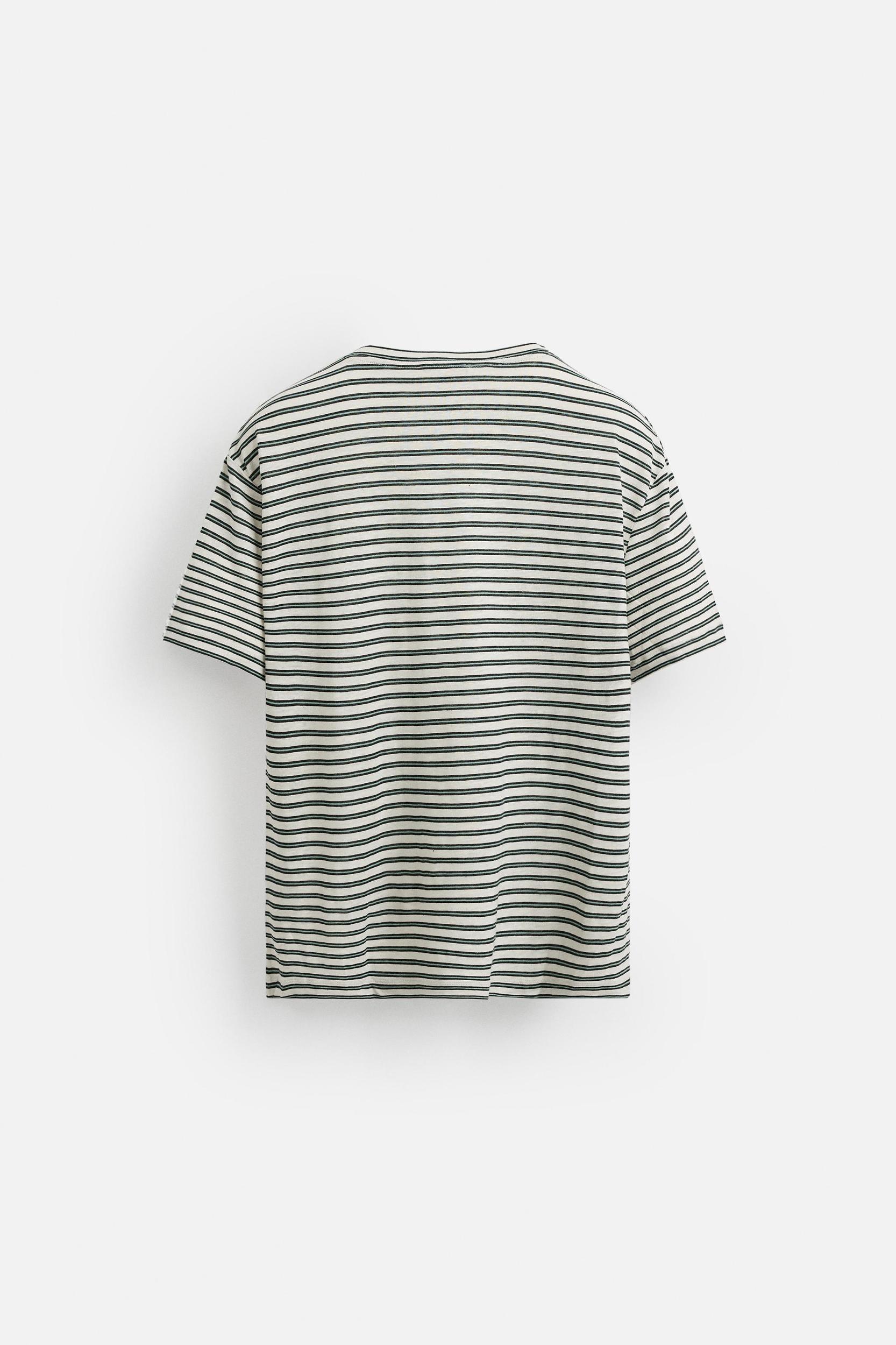 STRIPED LINEN BLEND T-SHIRT Product Image