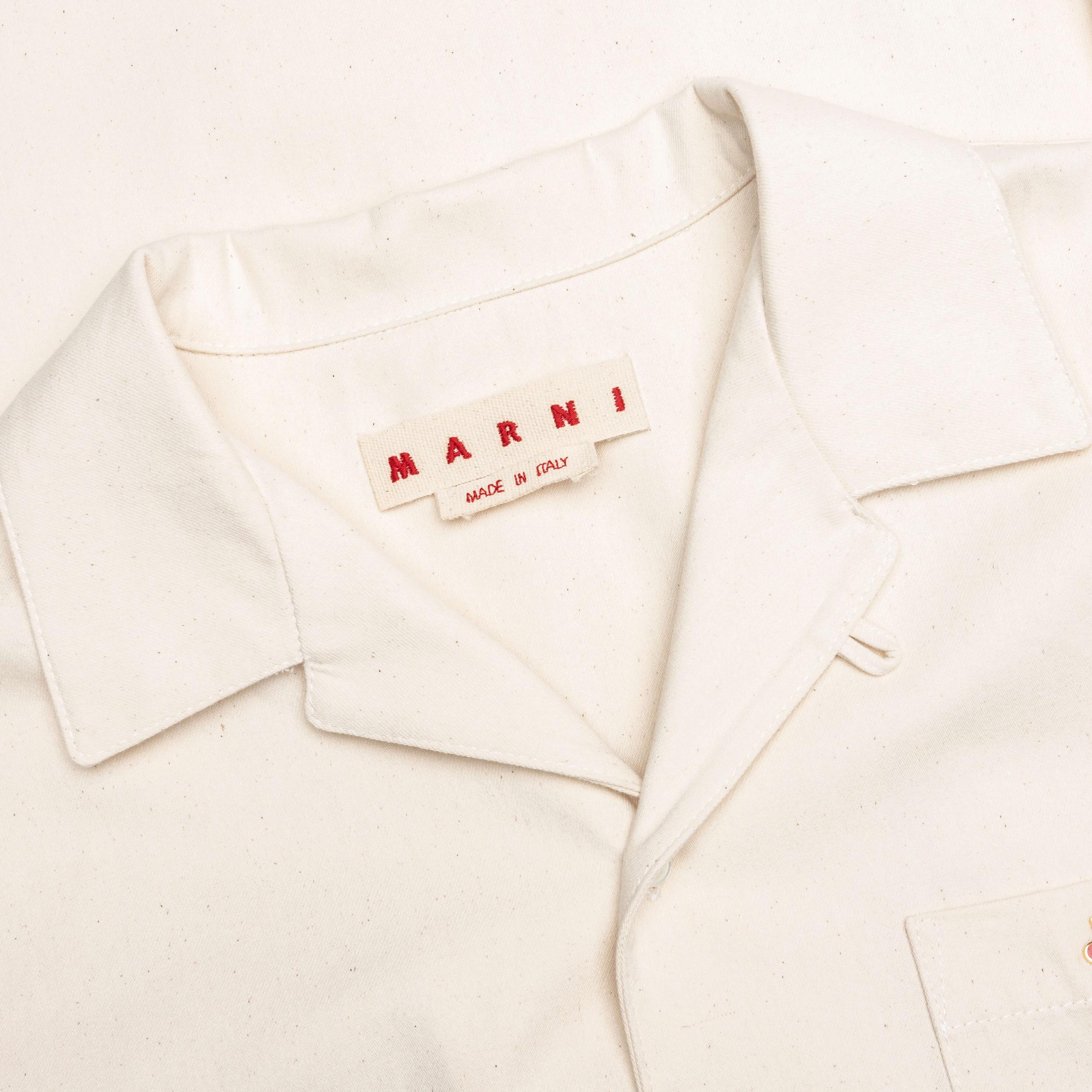 Cream Denim Short Sleeve Shirt with Trunakaroo Plaque - Bone Male Product Image