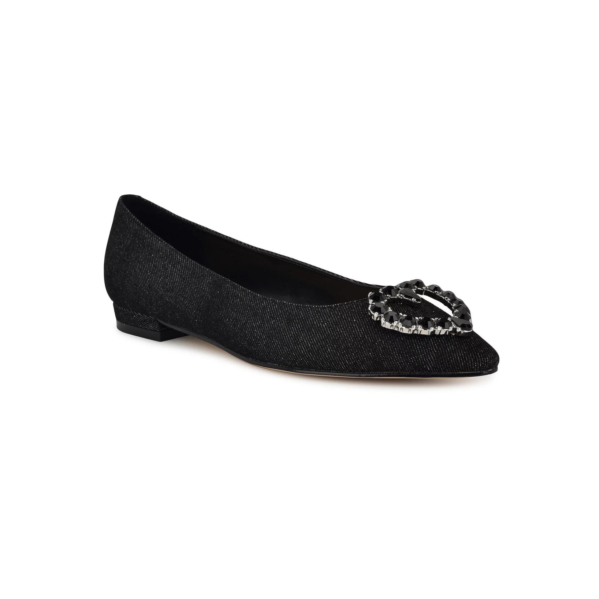 Nine West Hearts Women's Slip-On Pointy Toe Dress Flats, Size: 6.5, Black Denim Product Image