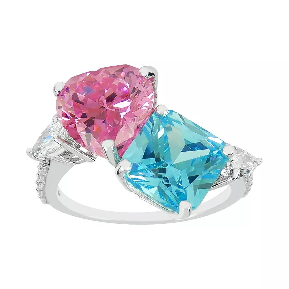 SIRI USA by TJM Sterling Silver Blue & Pink Cubic Zirconia Ring, Women's, Size: 9 Product Image