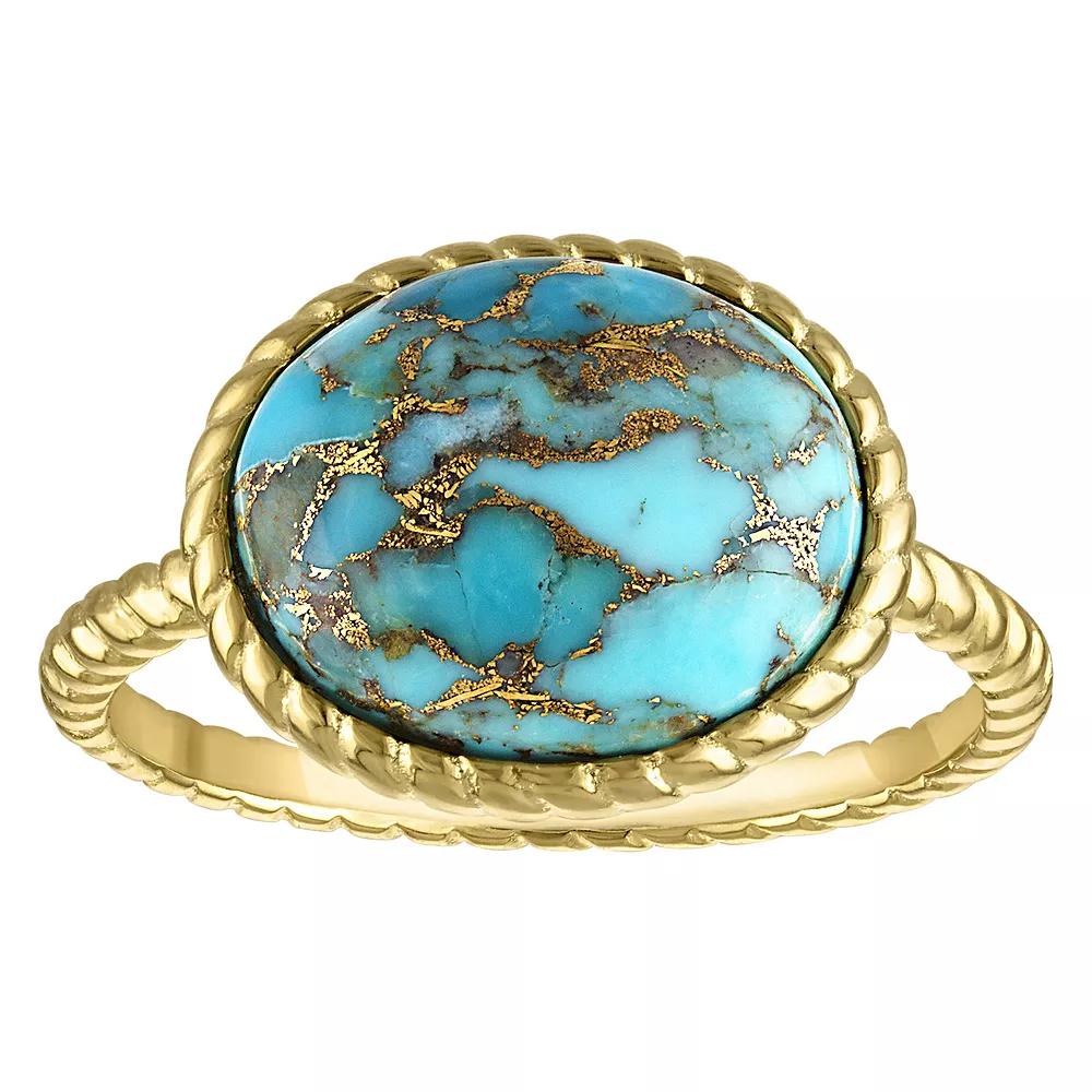 Designs by Gioelli Gold Over Sterling Silver Copper Turquoise Bezel Ring, Women's, Size: 6, Gold Tone Product Image