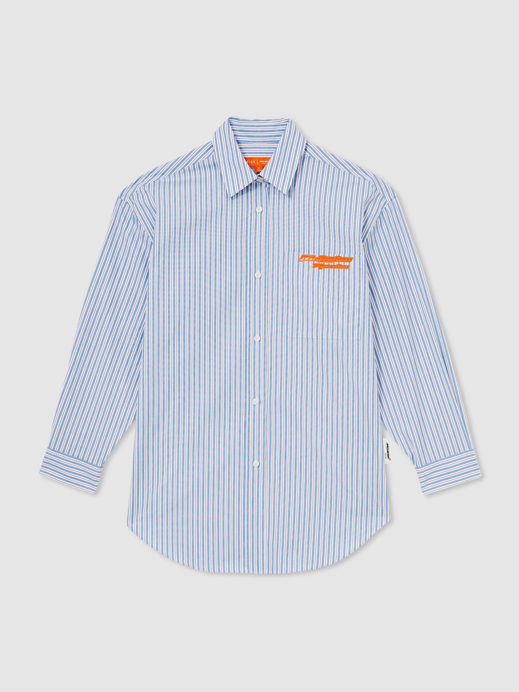 McLaren F1 Team Oversize Stripe Shirt in Soft Blue/White Product Image