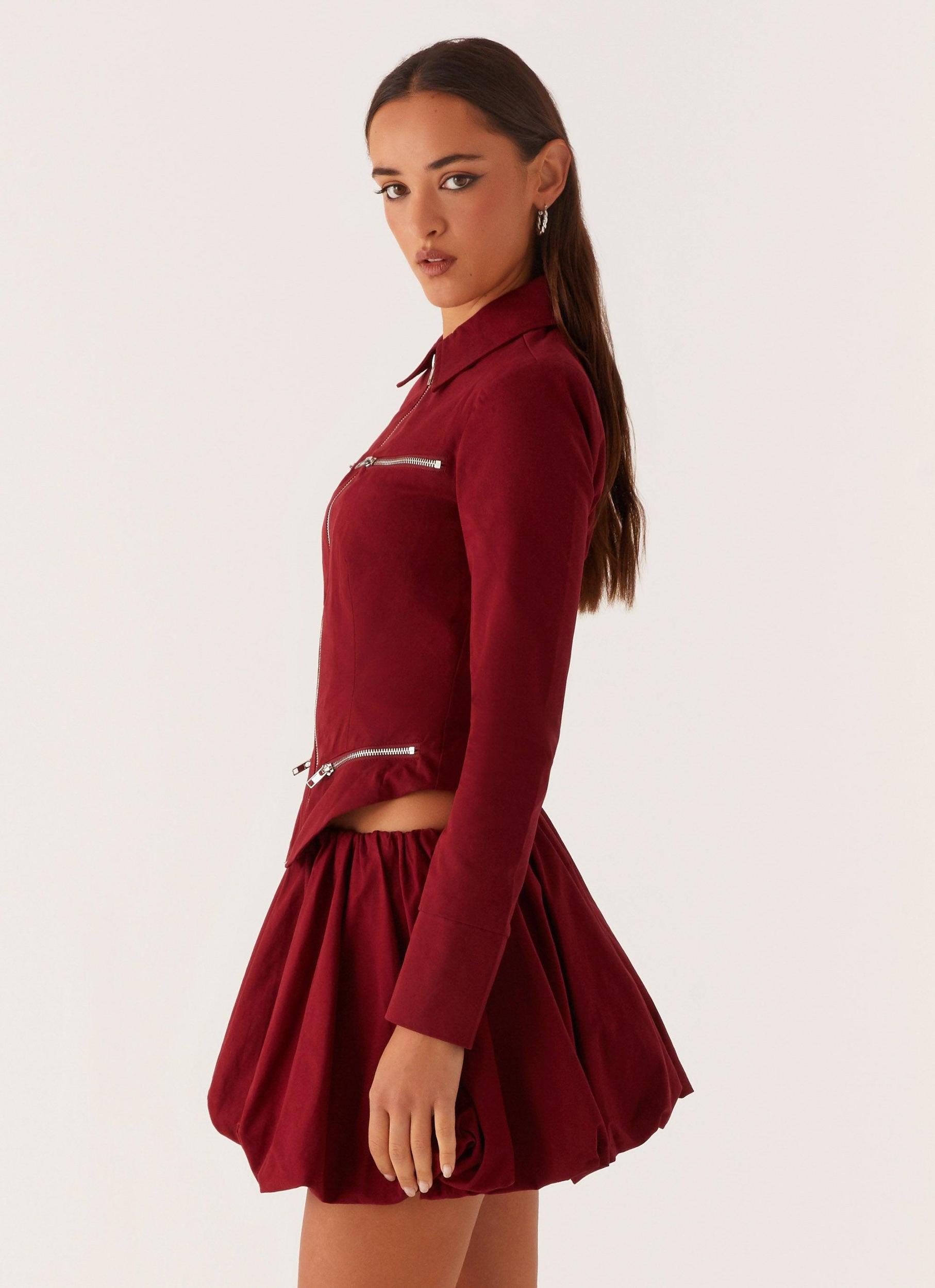 Petra Fitted Zip Top - Mulberry Product Image