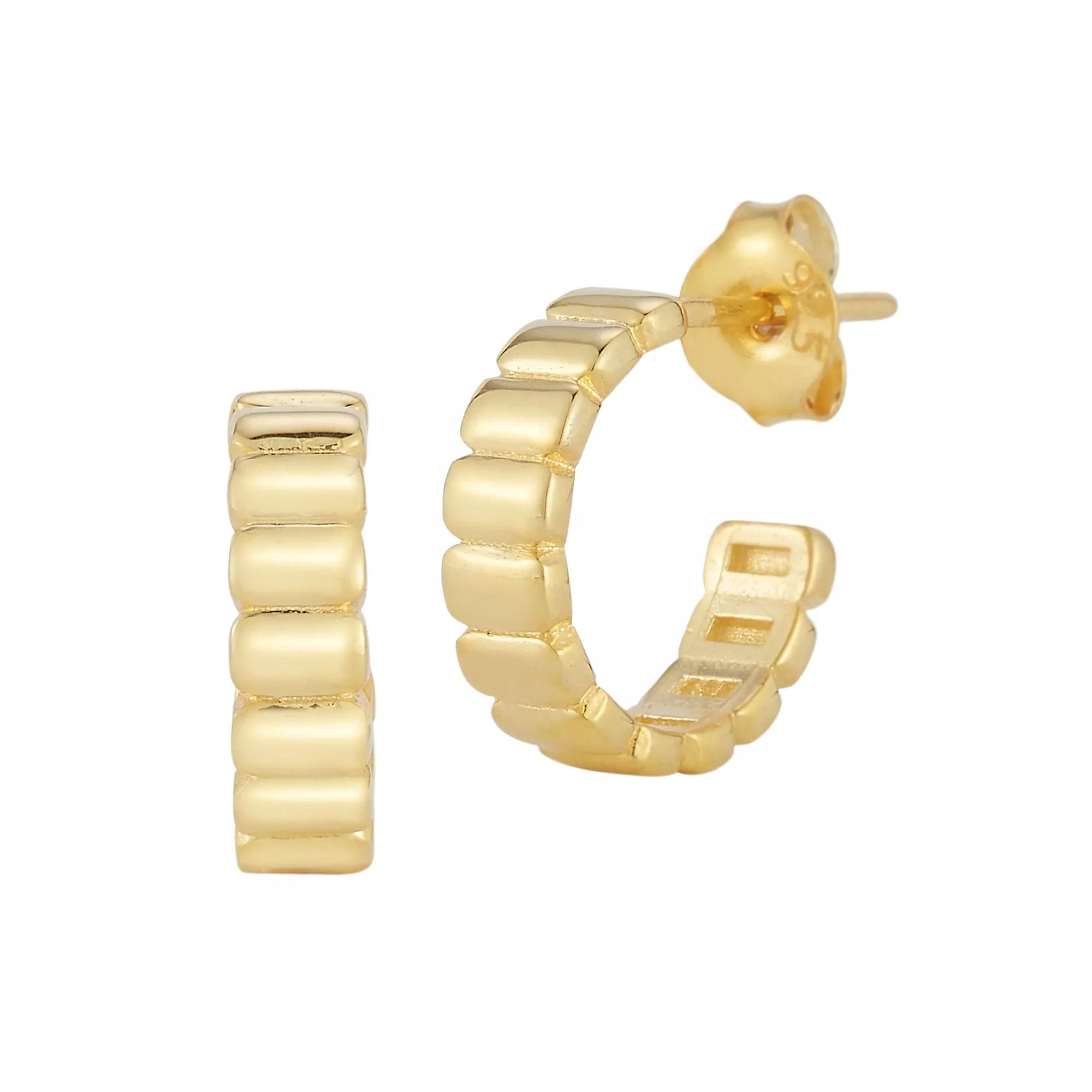 Sunkissed Sterling Ribbed Huggie Hoop Earrings, Women's, Gold Tone Product Image
