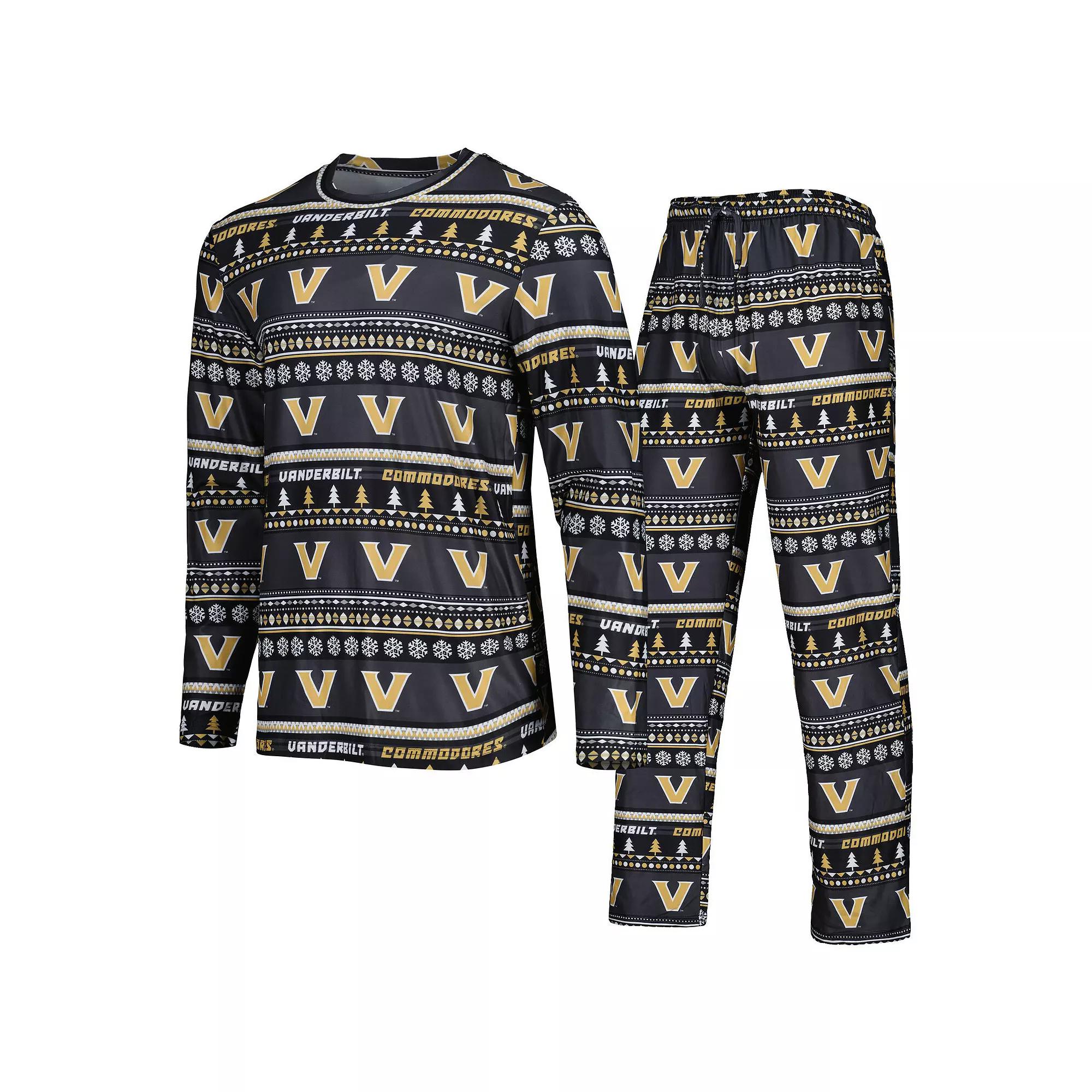 Men's Concepts Sport Black Vanderbilt Commodores Swivel Long Sleeve T-Shirt & Pants Sleep Set, Size: XL Product Image