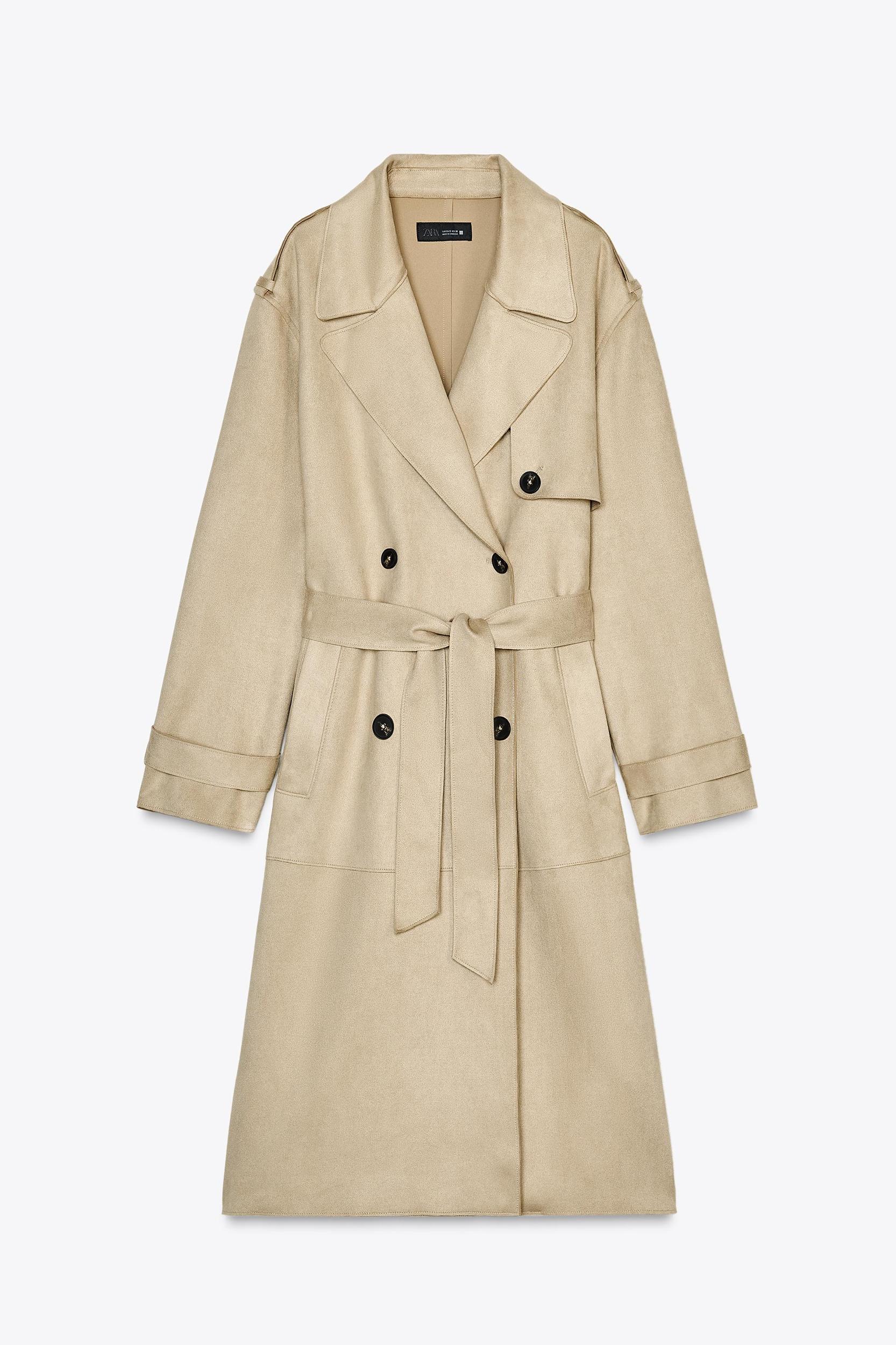 FAUX SUEDE MIDI TRENCH COAT Product Image