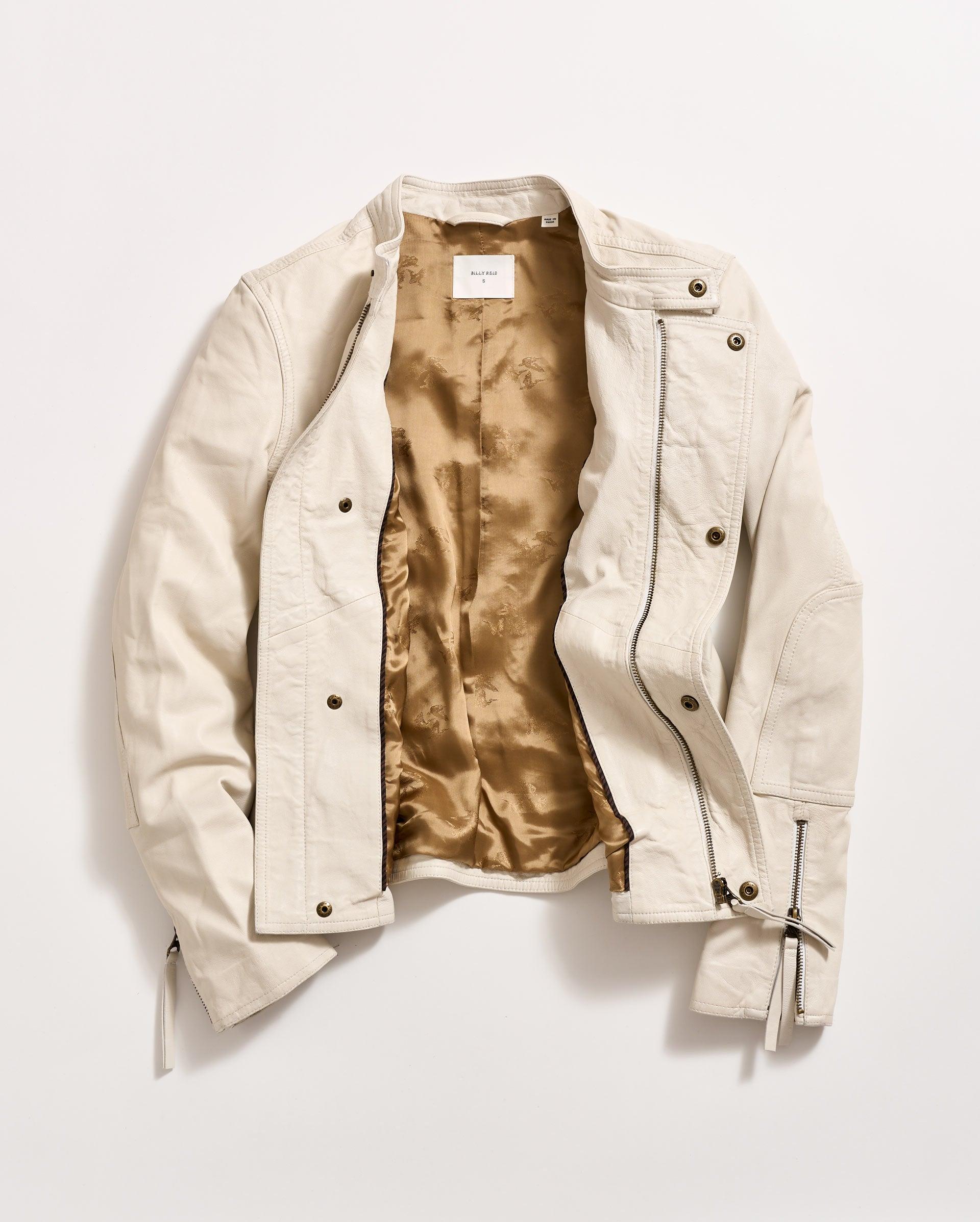 Washed Leather Biker Jacket -  Product Image