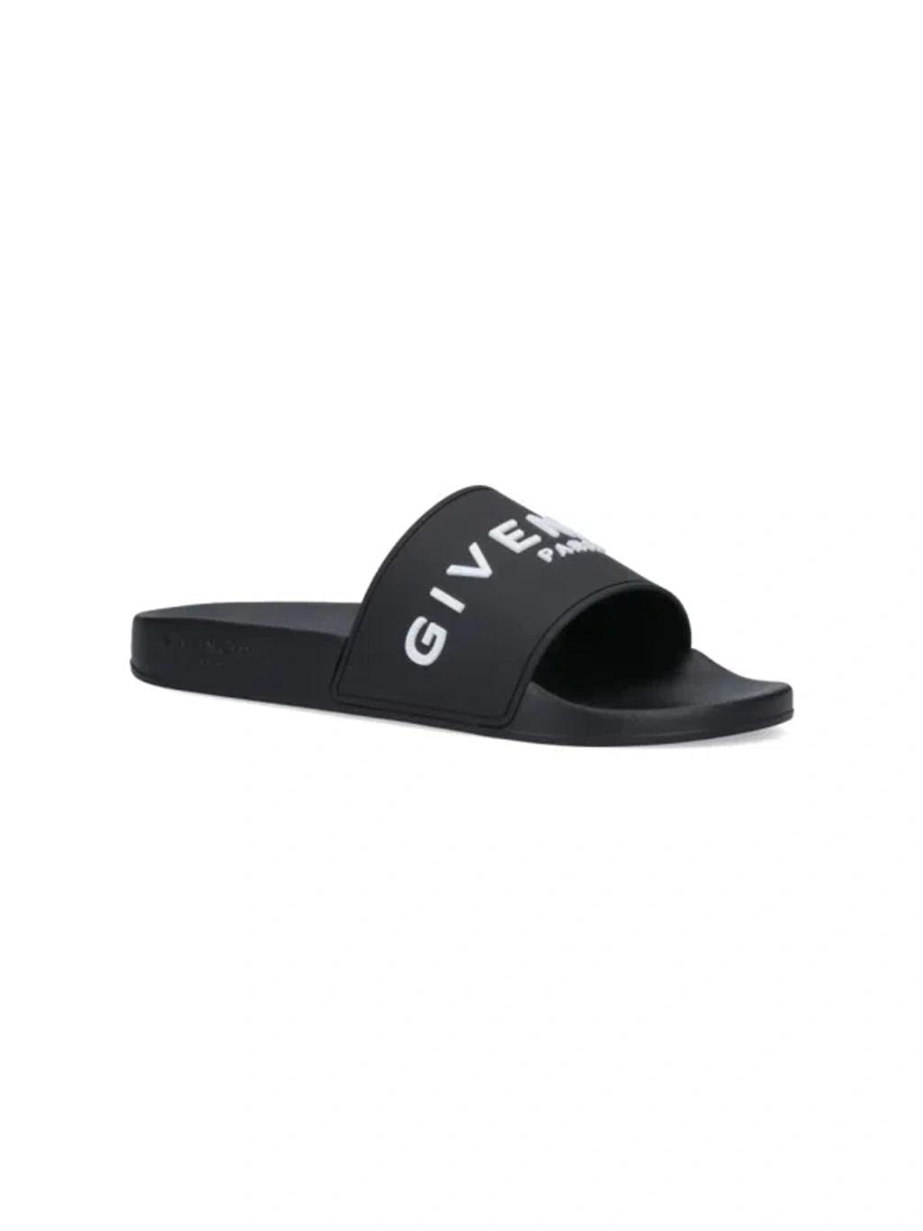 Black Logo-Print Pool Slides Product Image