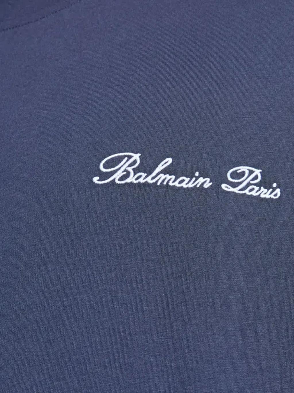 BALMAIN Signature Logo T-shirt In Blue Product Image