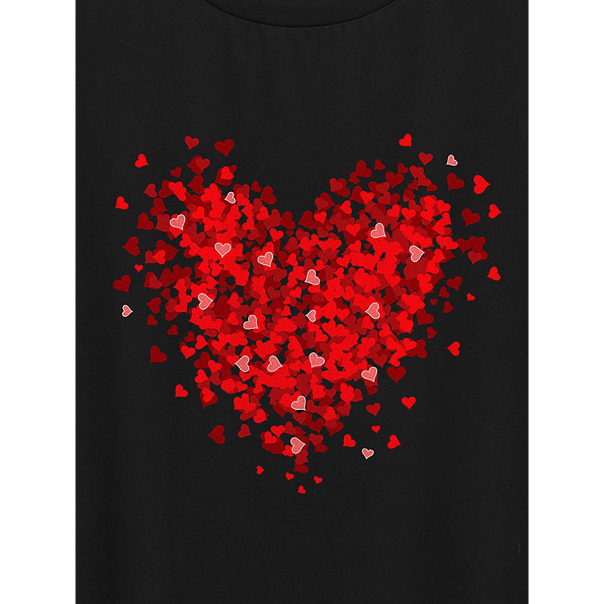 Plus Size Oh-my-Heart Round Neck T-Shirt Black Women Non Art&design Round Neck Everyday-Casual T-shirts BloomChic 30/6X Product Image