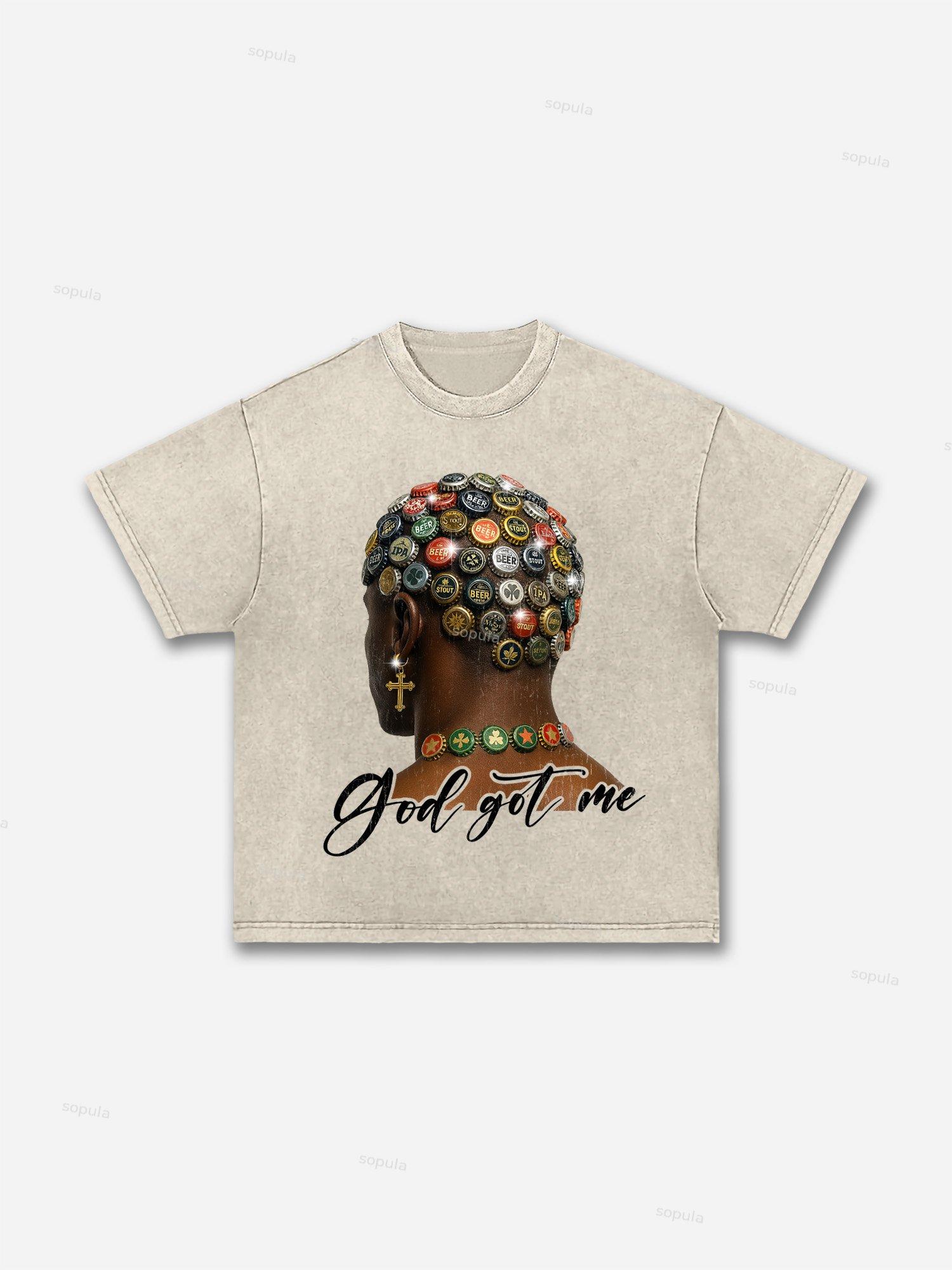 God Got Me Vintage Graphic Acid Wash T-shirt Product Image