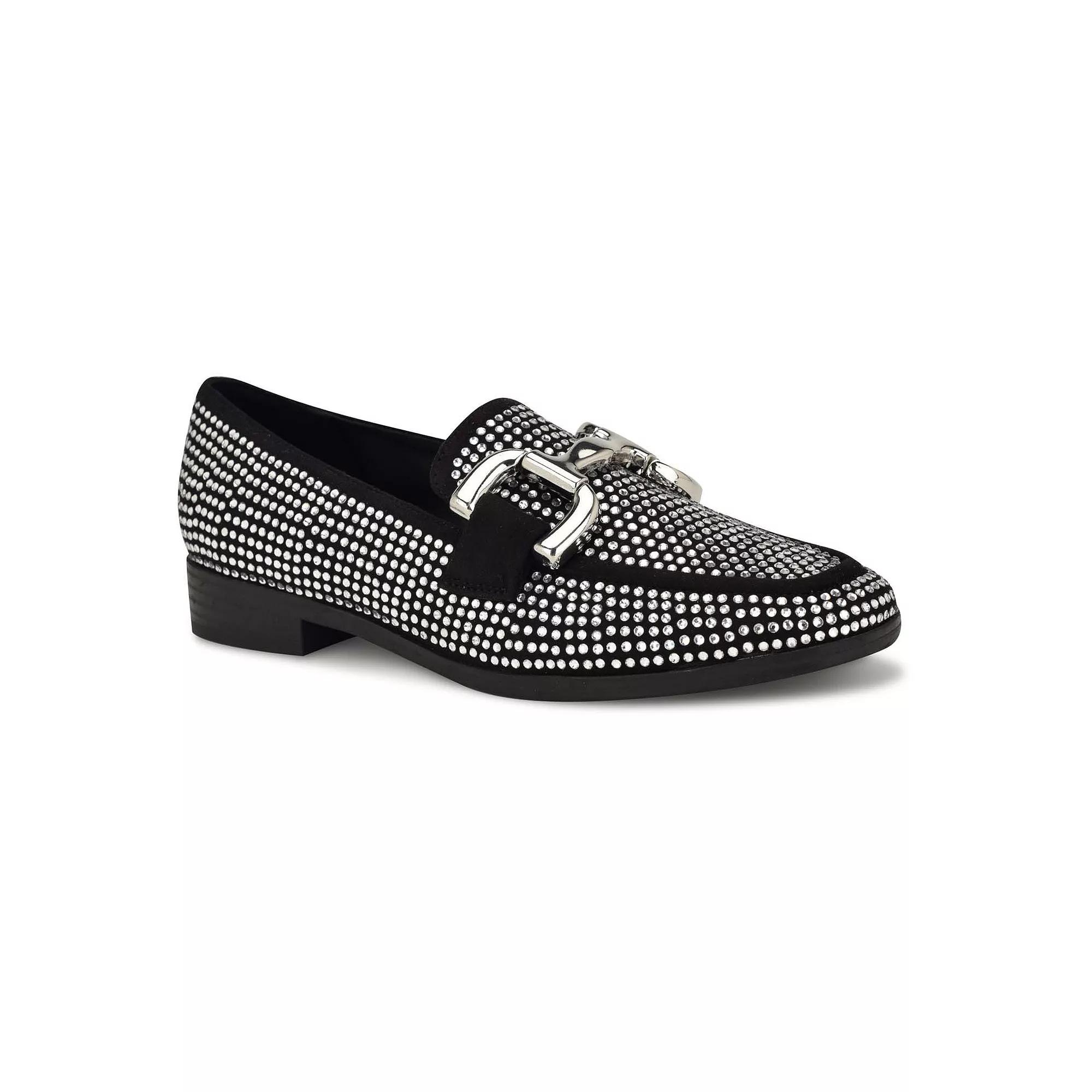 Nine West Lilmas Embellished Women's Slip-On Dress Flat Loafers, Size: 7.5, Black Product Image