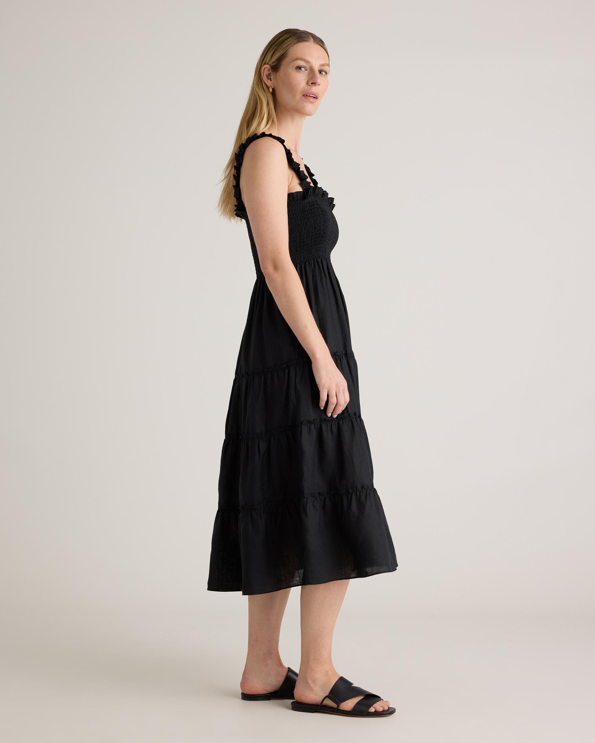 Quince | Women's 100% European Linen Smocked Midi Dress Product Image