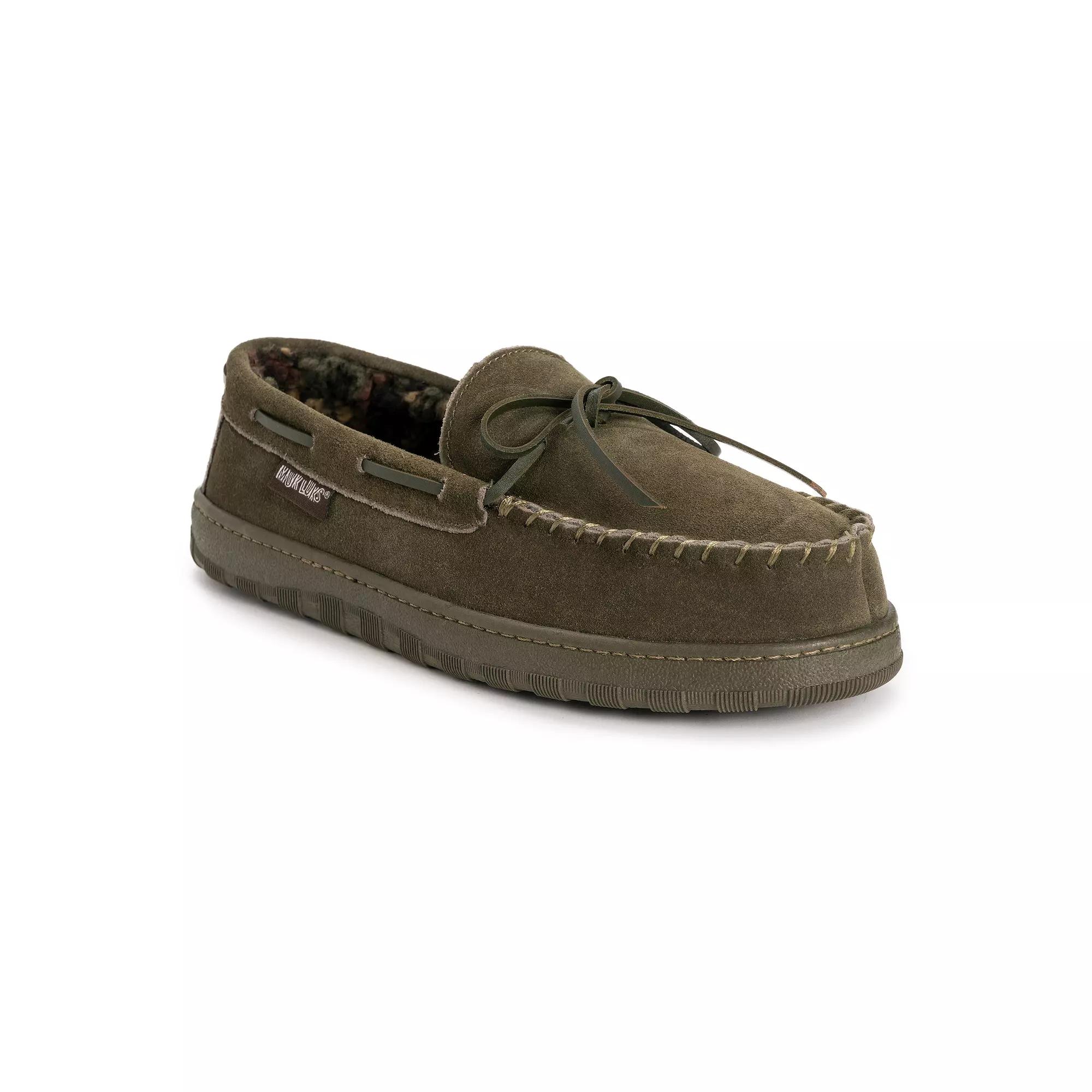 MUK LUKS Paul Men's Printed Berber Suede Moccasin Slippers,  Product Image