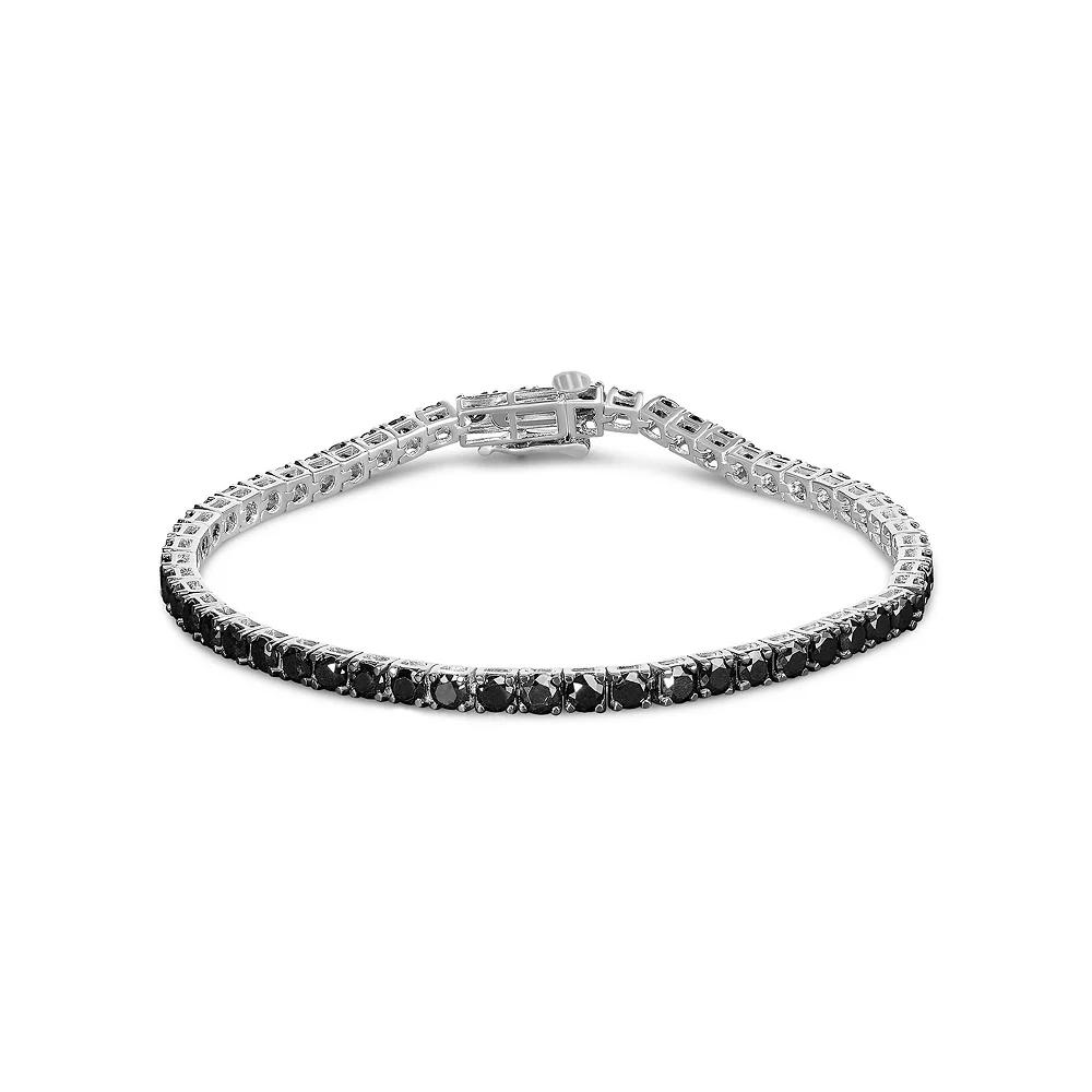 Haus of Brilliance Sterling Silver 4-Prong Set Black Round-Cut Diamond Tennis Bracelet, Women's,  Product Image