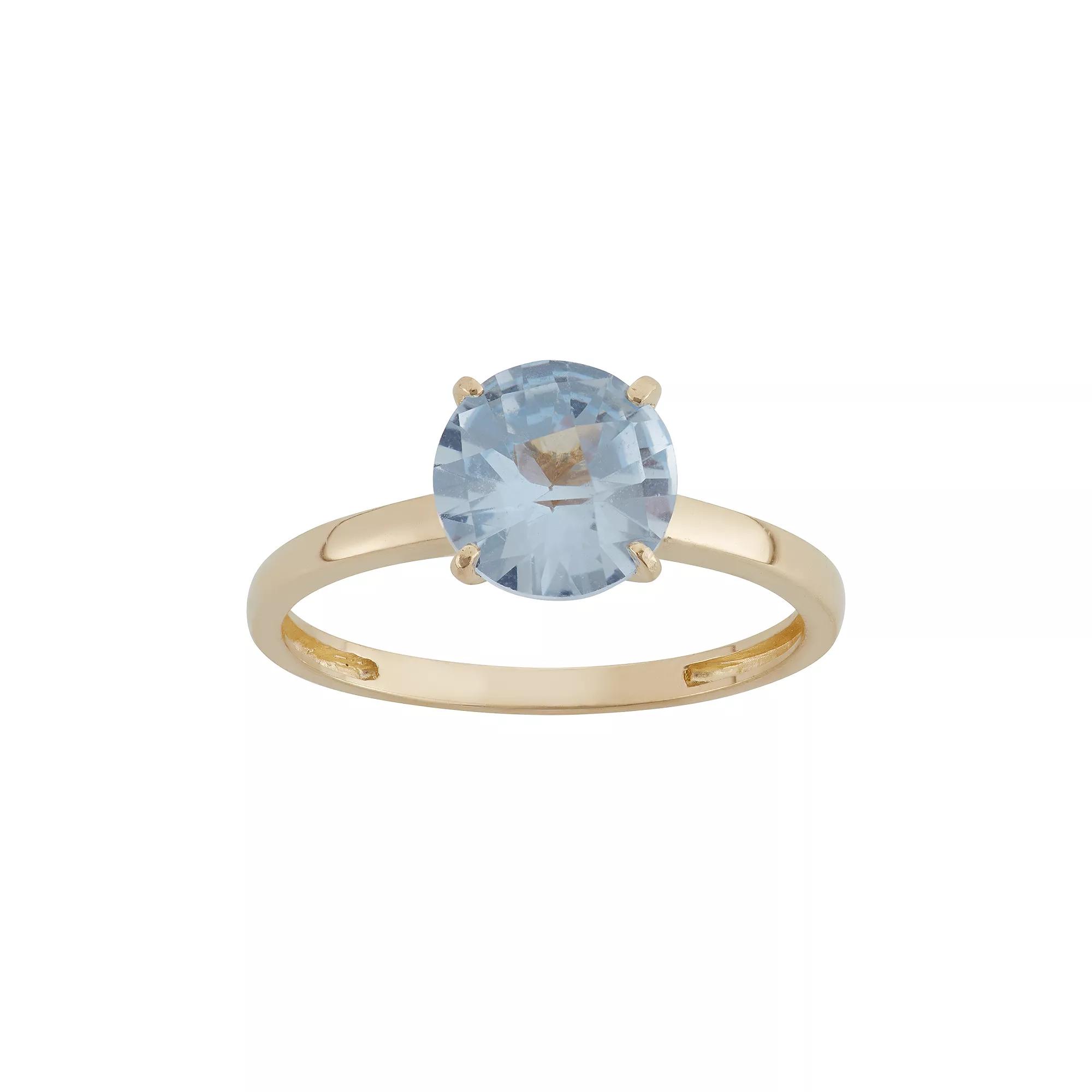 Designs by Gioelli Lab-Created Aquamarine 10k Gold Ring, Women's, Size: 7, Blue Product Image
