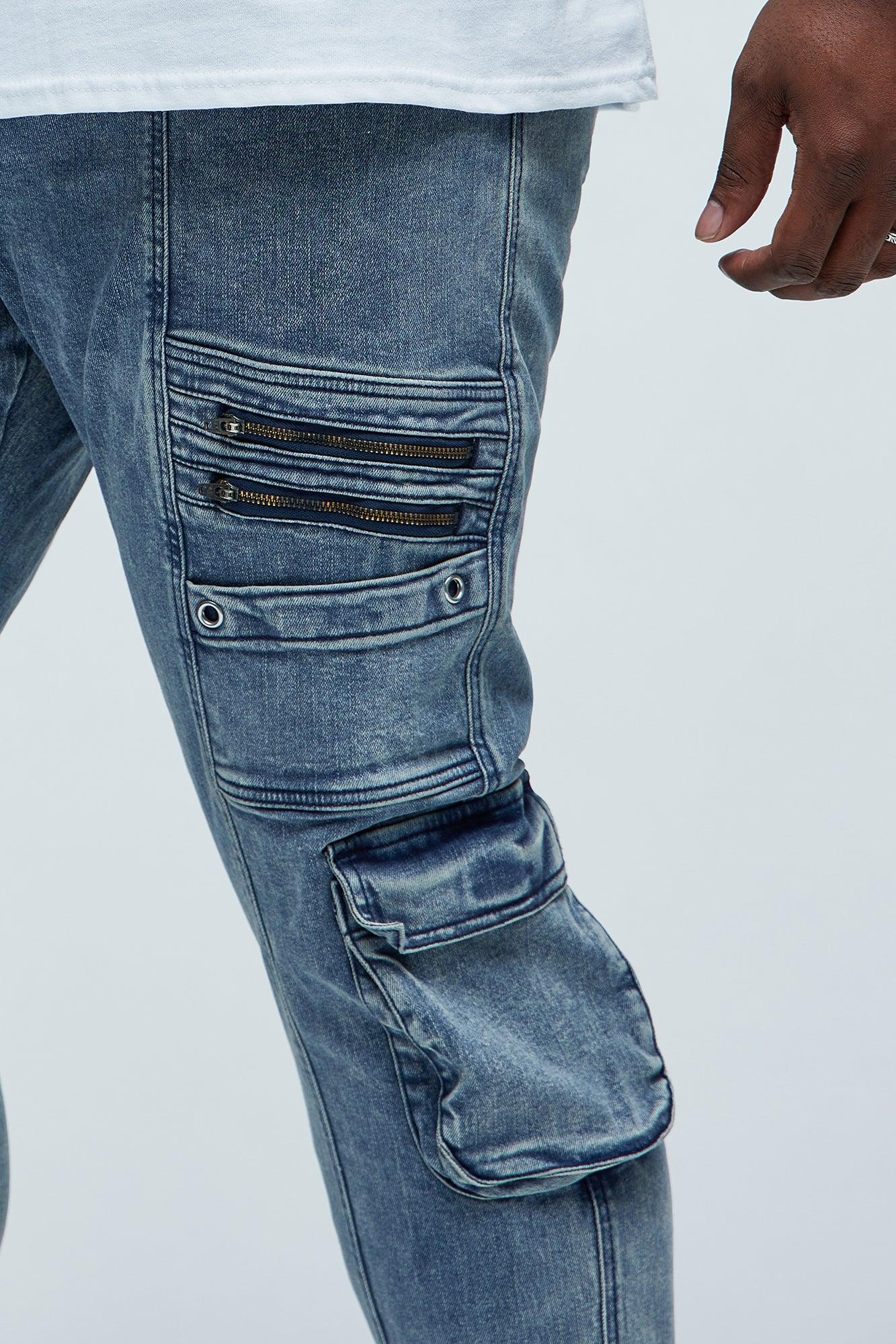 Johnny Vintage Skinny Cargo Jeans - Vintage Blue Wash Product Image