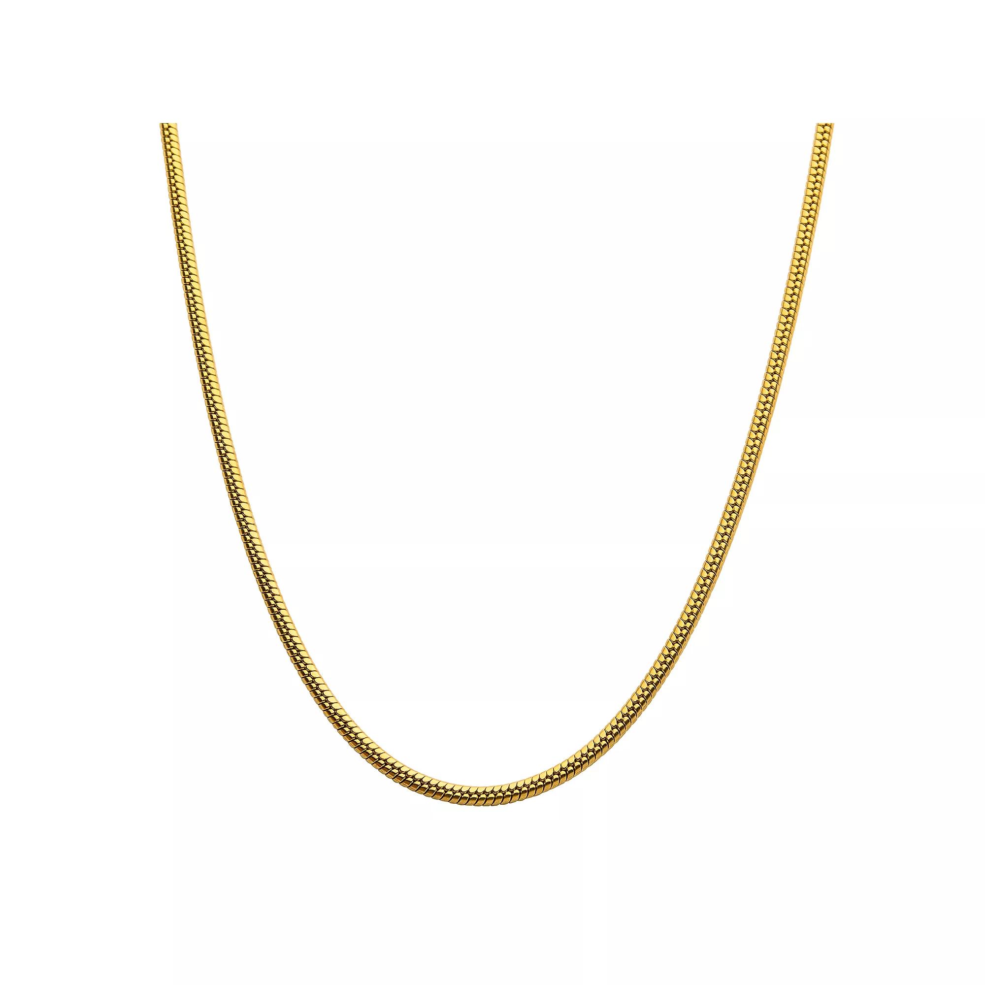 18k Gold Over Stainless Steel 3 mm Rat Tail Chain Necklace, Men's, Size: 20", Gold Tone Product Image