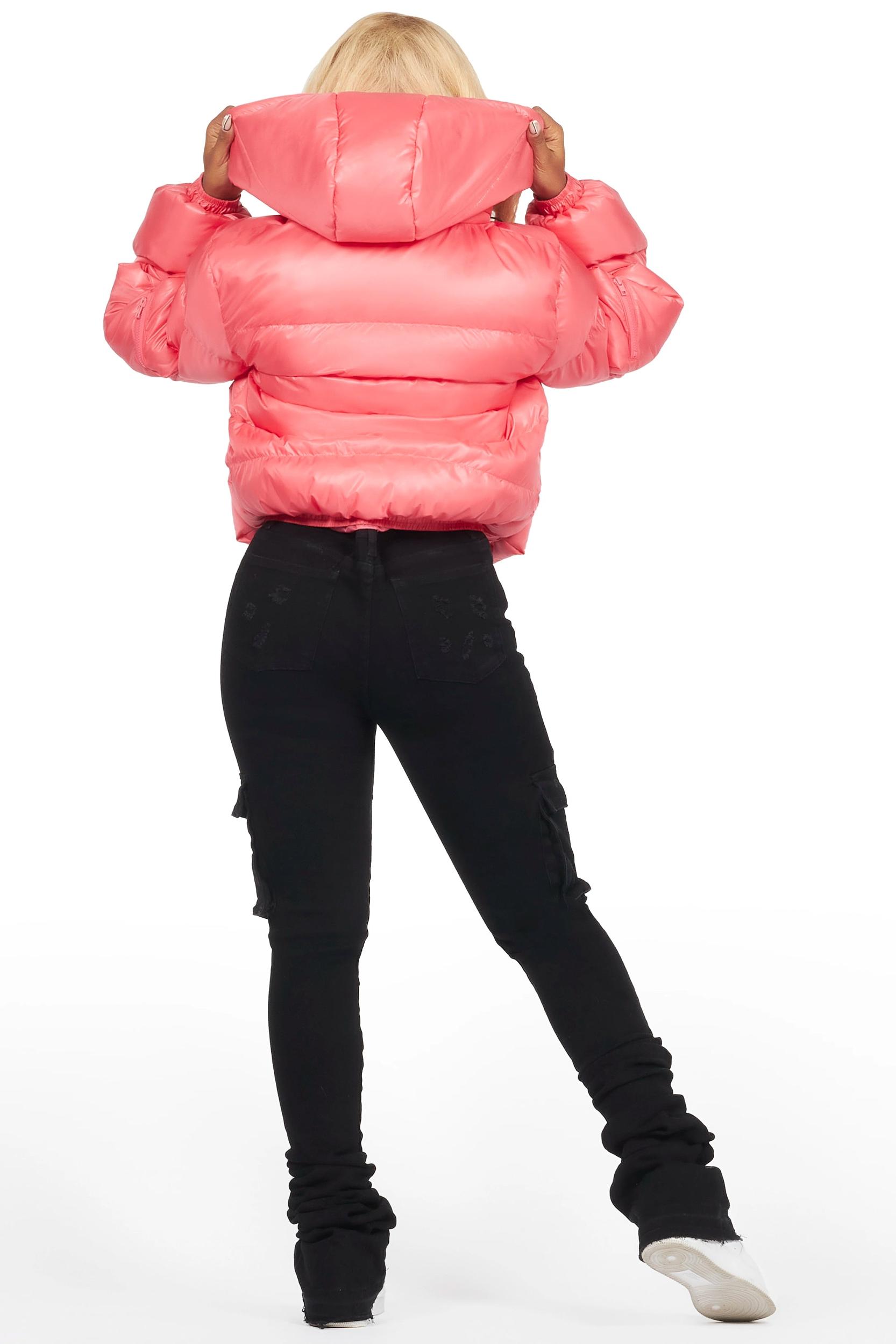 Keisha Pink Cargo Puffer Jacket Female Product Image