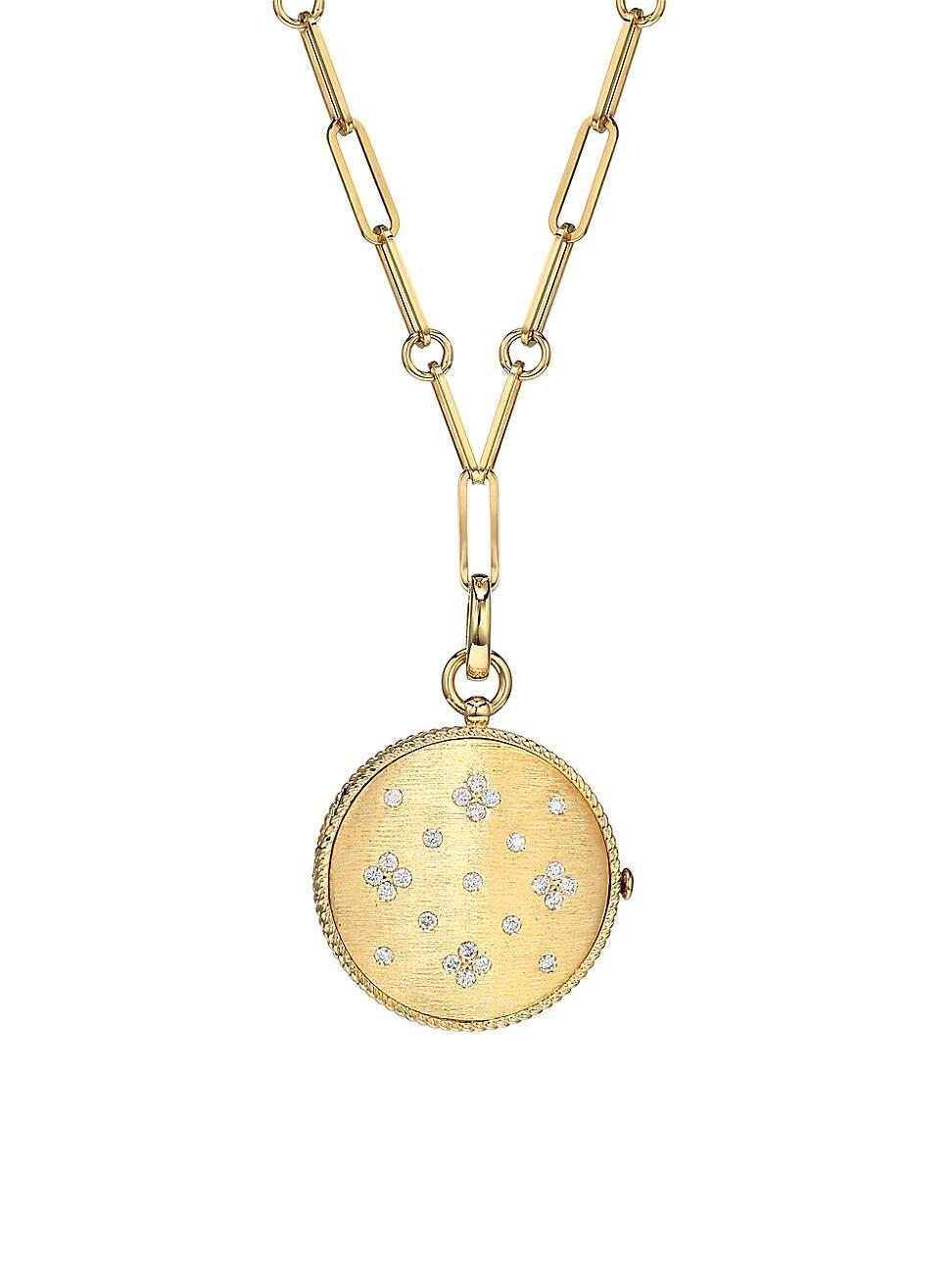 Womens Venetian Princess 18K Yellow Gold & Diamond Locket Necklace Product Image