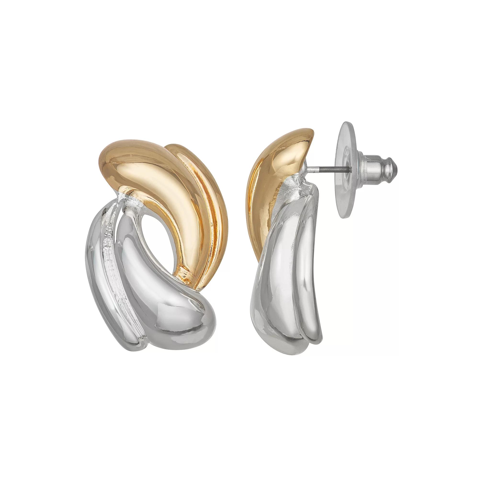 Napier Two-Tone Puffy Twist Drop Earrings, Womens, Two Tone Product Image