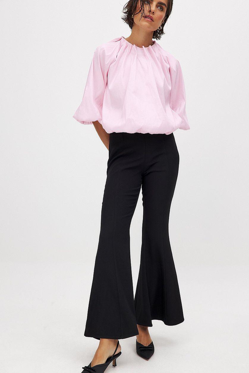 Flared Low Waist Pants Black Product Image