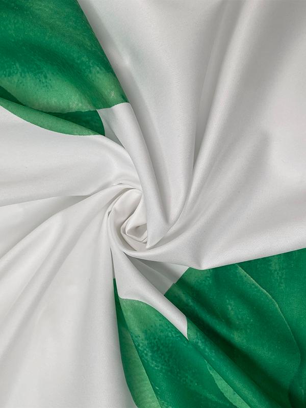 A-Line Loose Flower Print Pleated V-Neck Midi Dresses Product Image