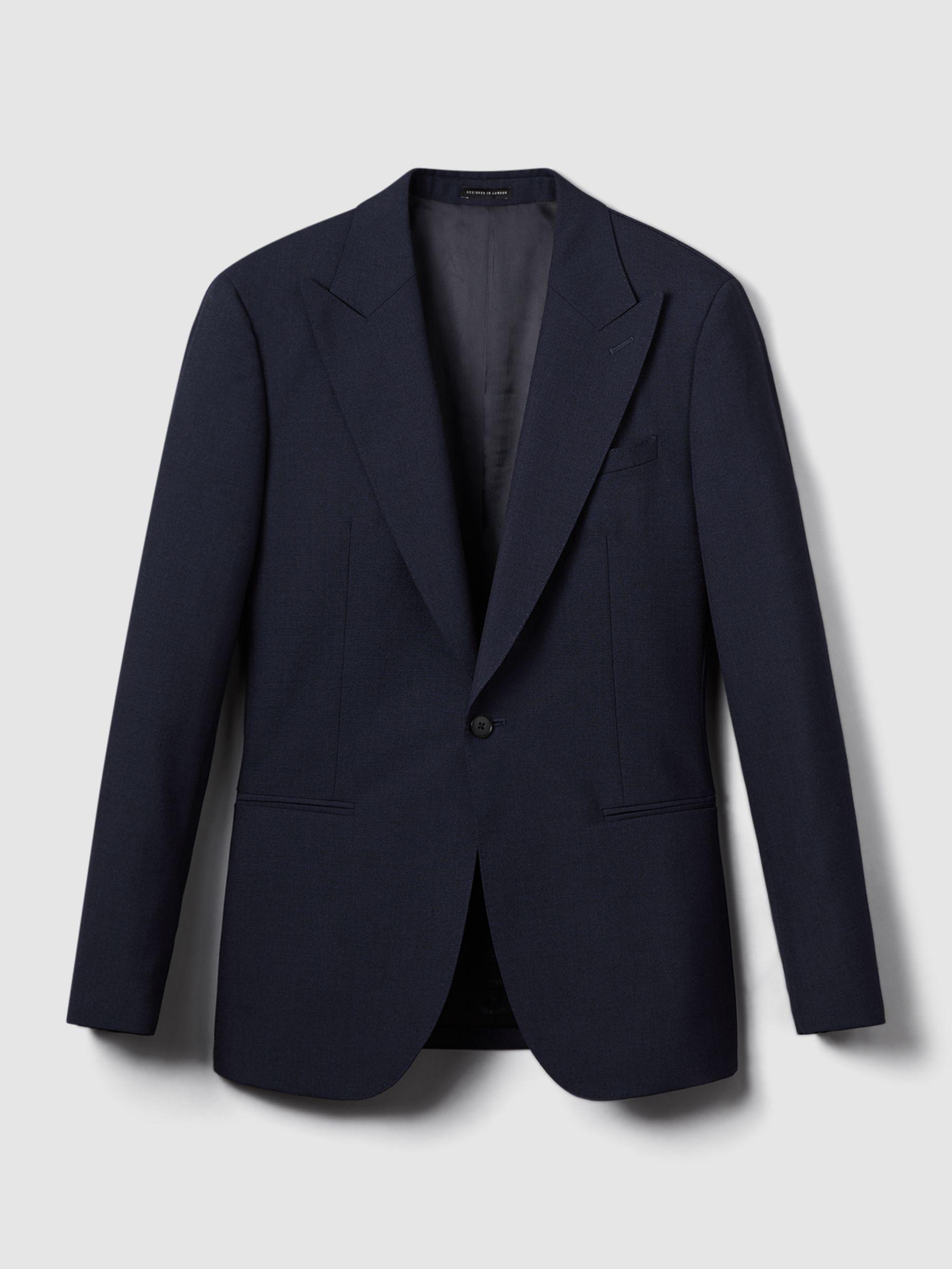 Slim Fit Wool Single Breasted Blazer in Navy Product Image