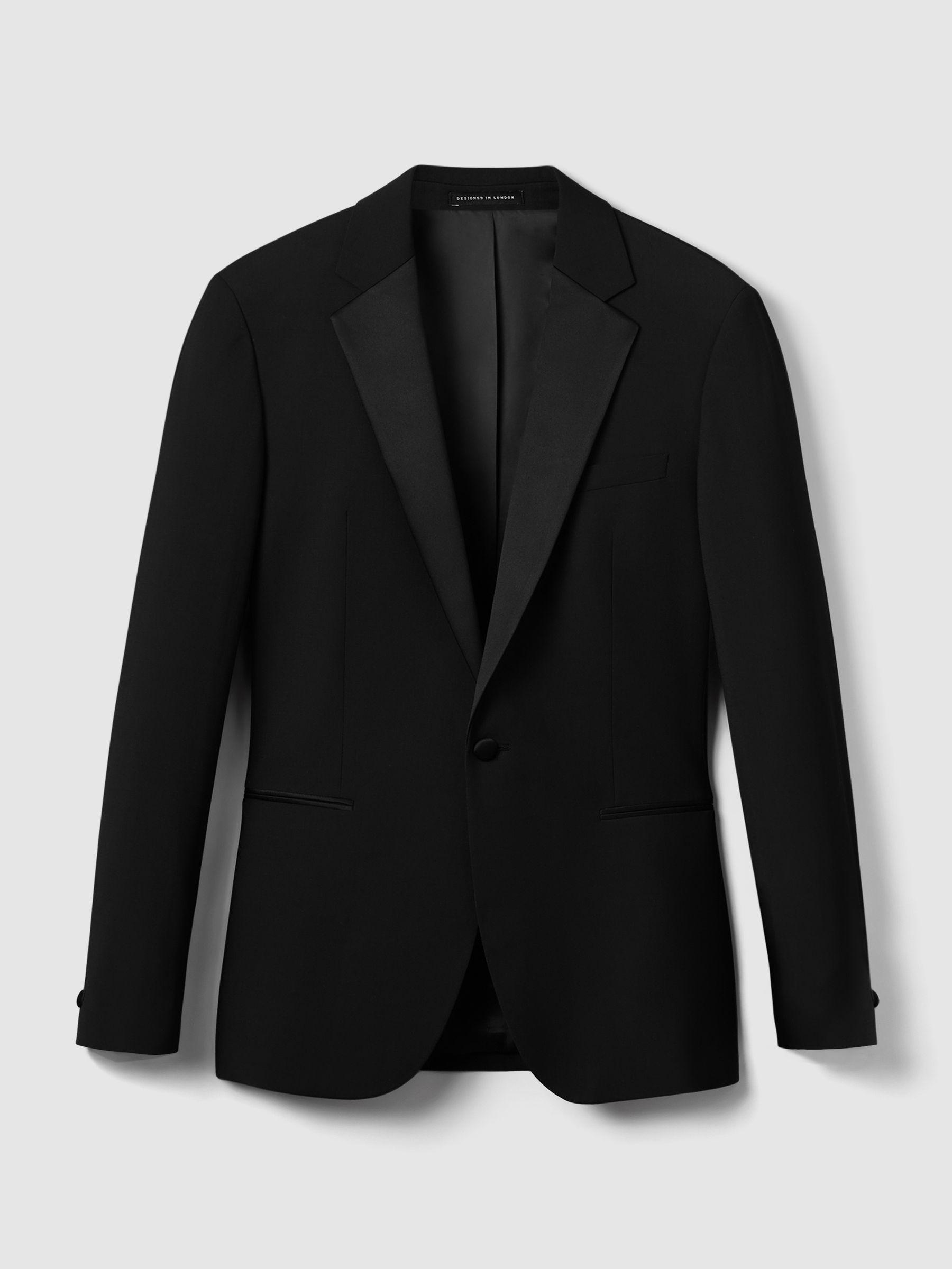 Single Breasted Tuxedo Slim Fit Jacket in Black Product Image