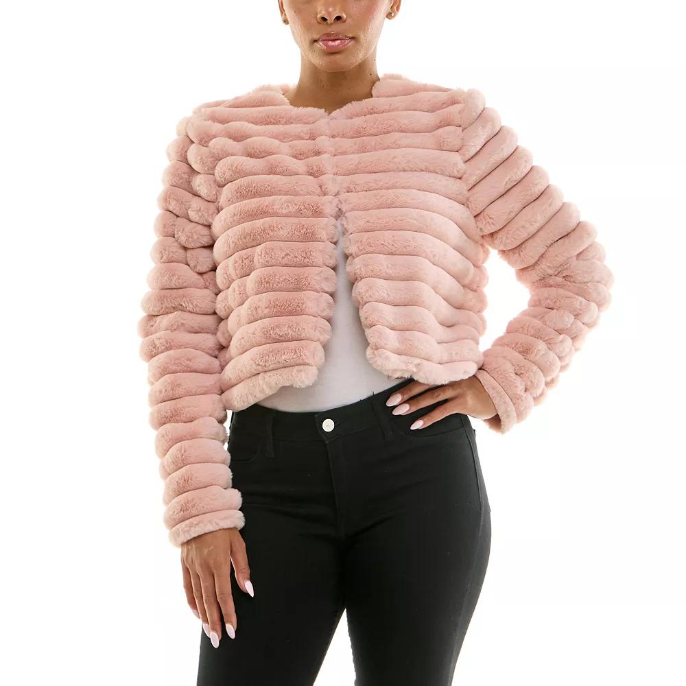 Women's Nina Leonard Long Sleeve Faux Fur Bolero,  Product Image