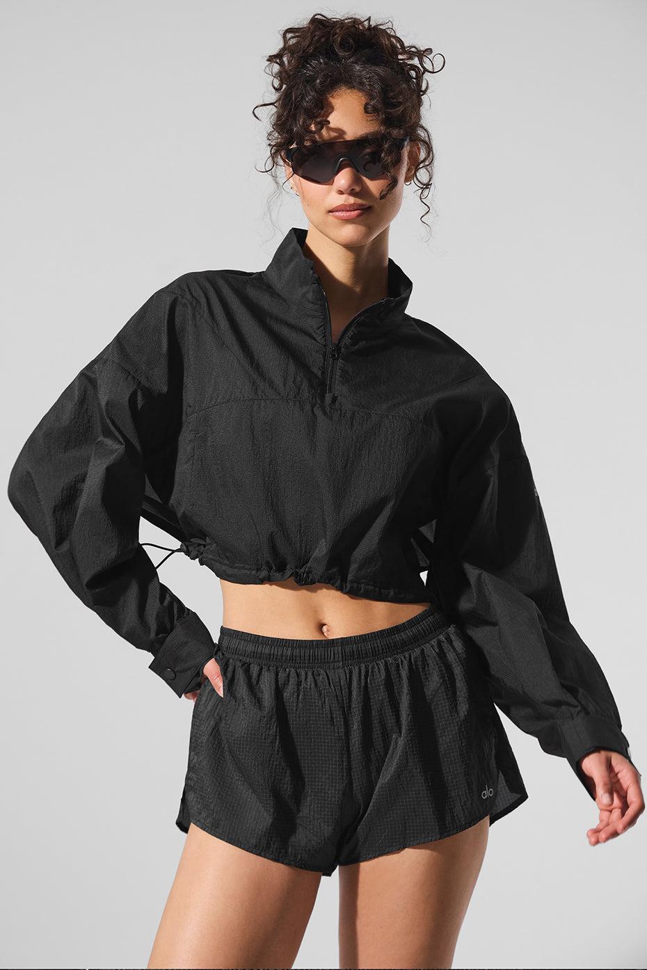 Cropped 1/4 Zip Aerial Pullover - Black Female Product Image