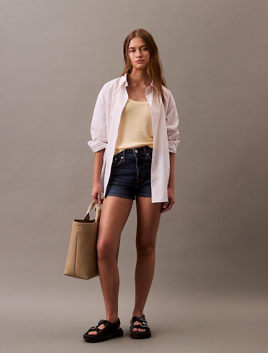 High Rise Denim Mini Shorts Product Image