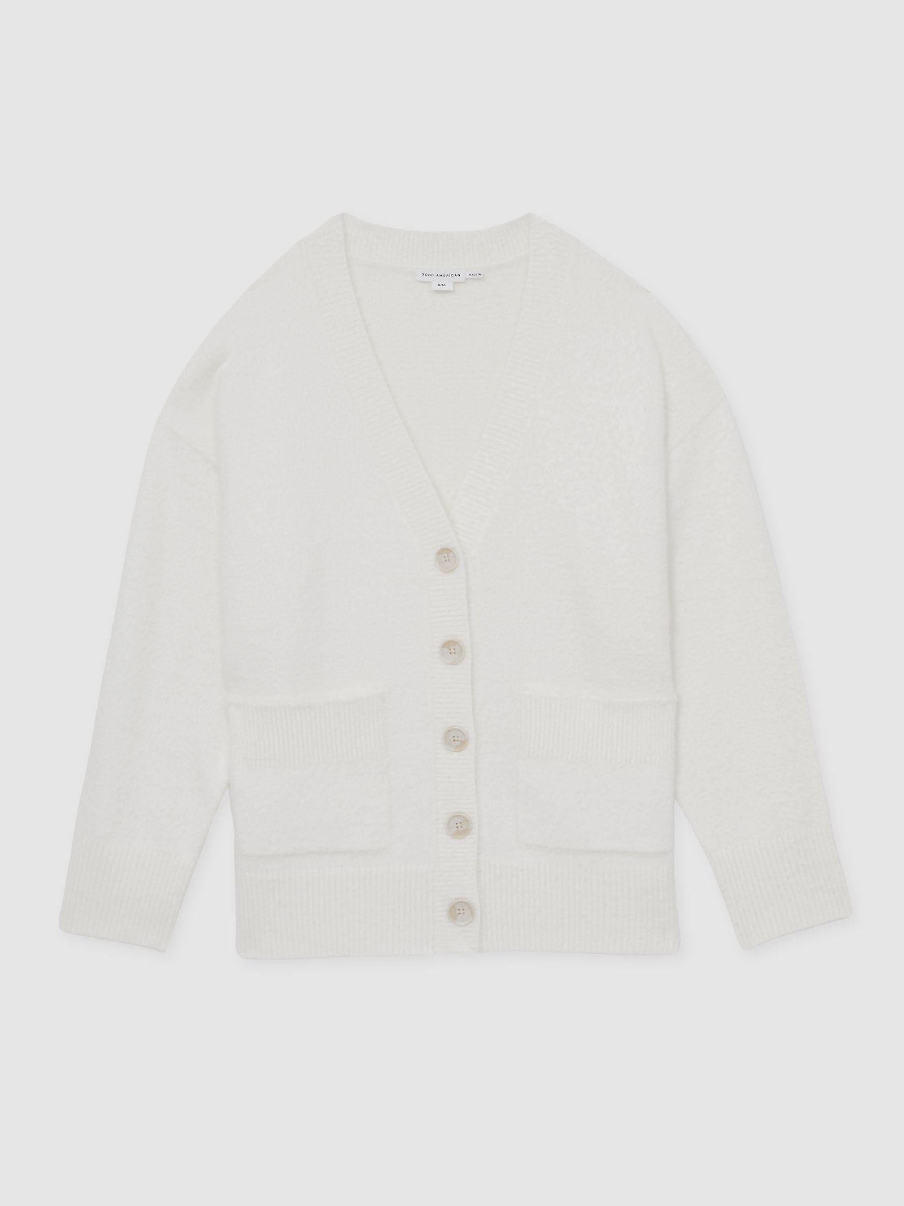 Good American Oversized Plush Cardigan in White Product Image