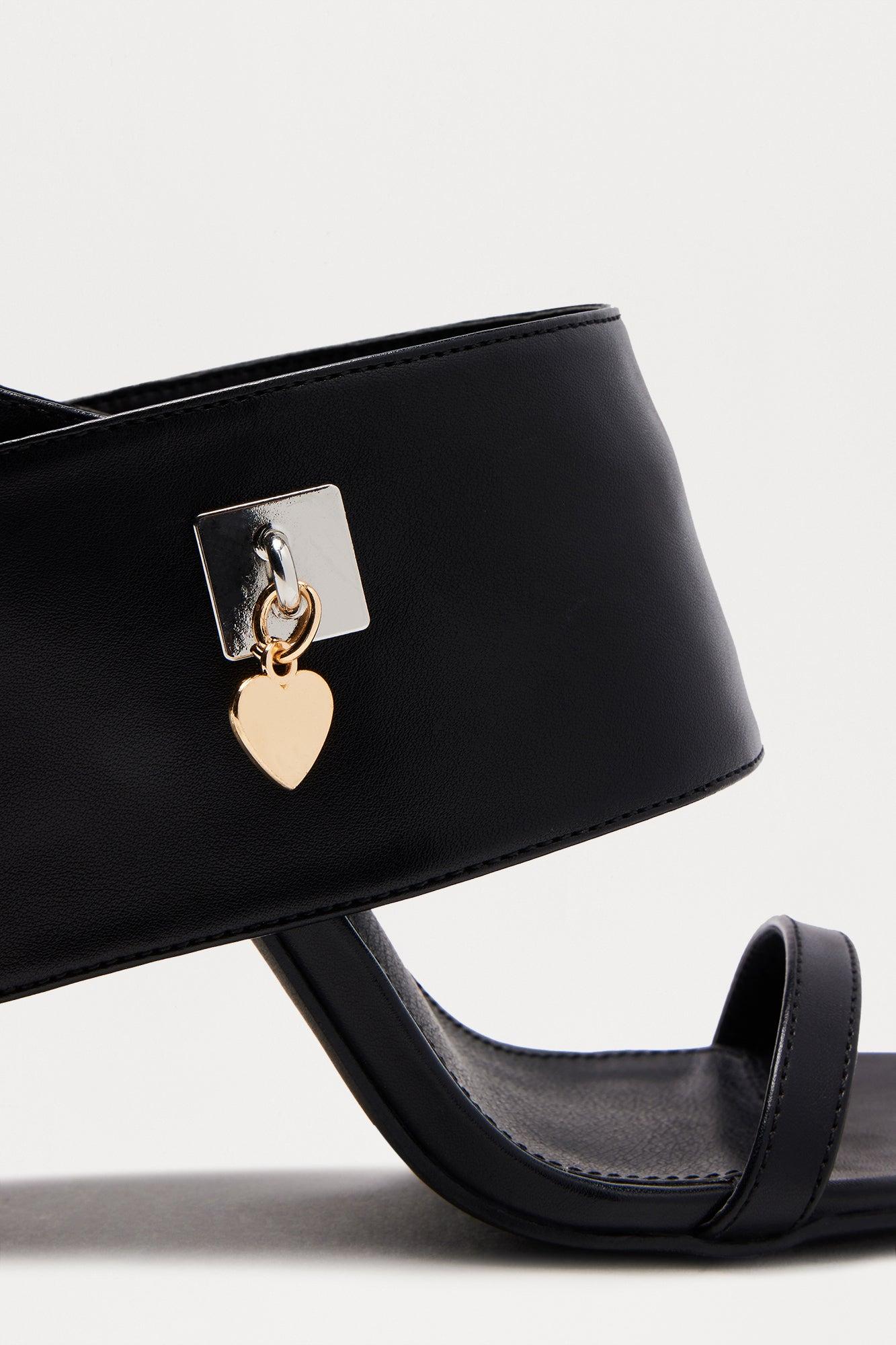 Arya Faux Leather Stiletto Heels  - Black Female Product Image