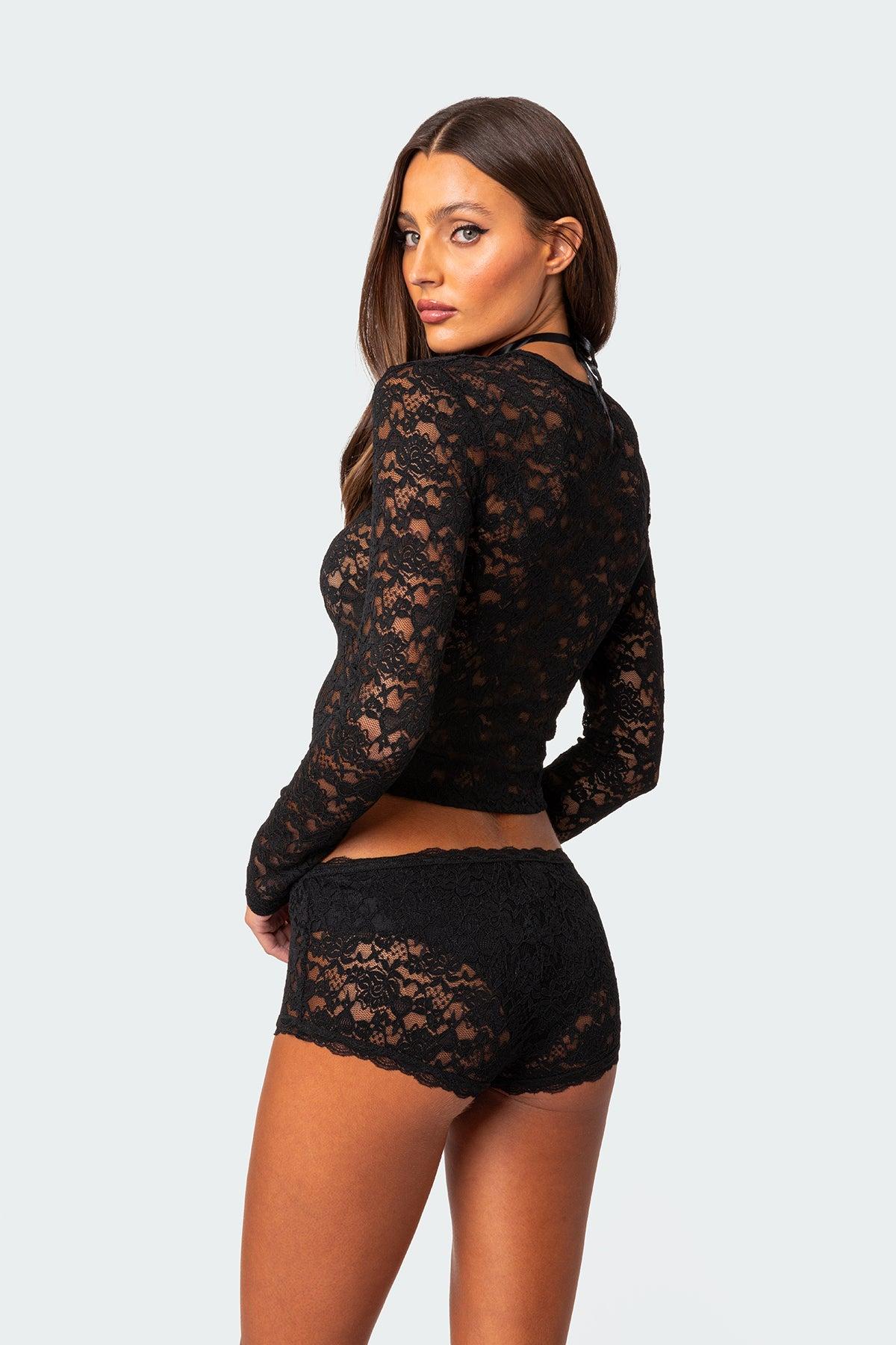 Estella Sheer Lace Micro Shorts Product Image