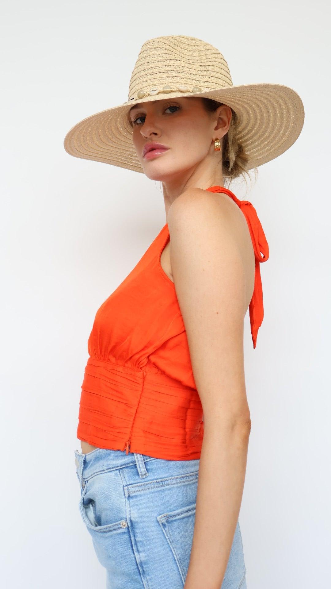 Shirred Waist Halter Top Product Image