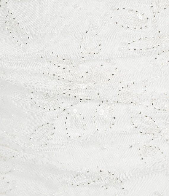 Honey and Rosie Spaghetti Straps Beaded Pattern Fitted Short Shirred Dress Product Image