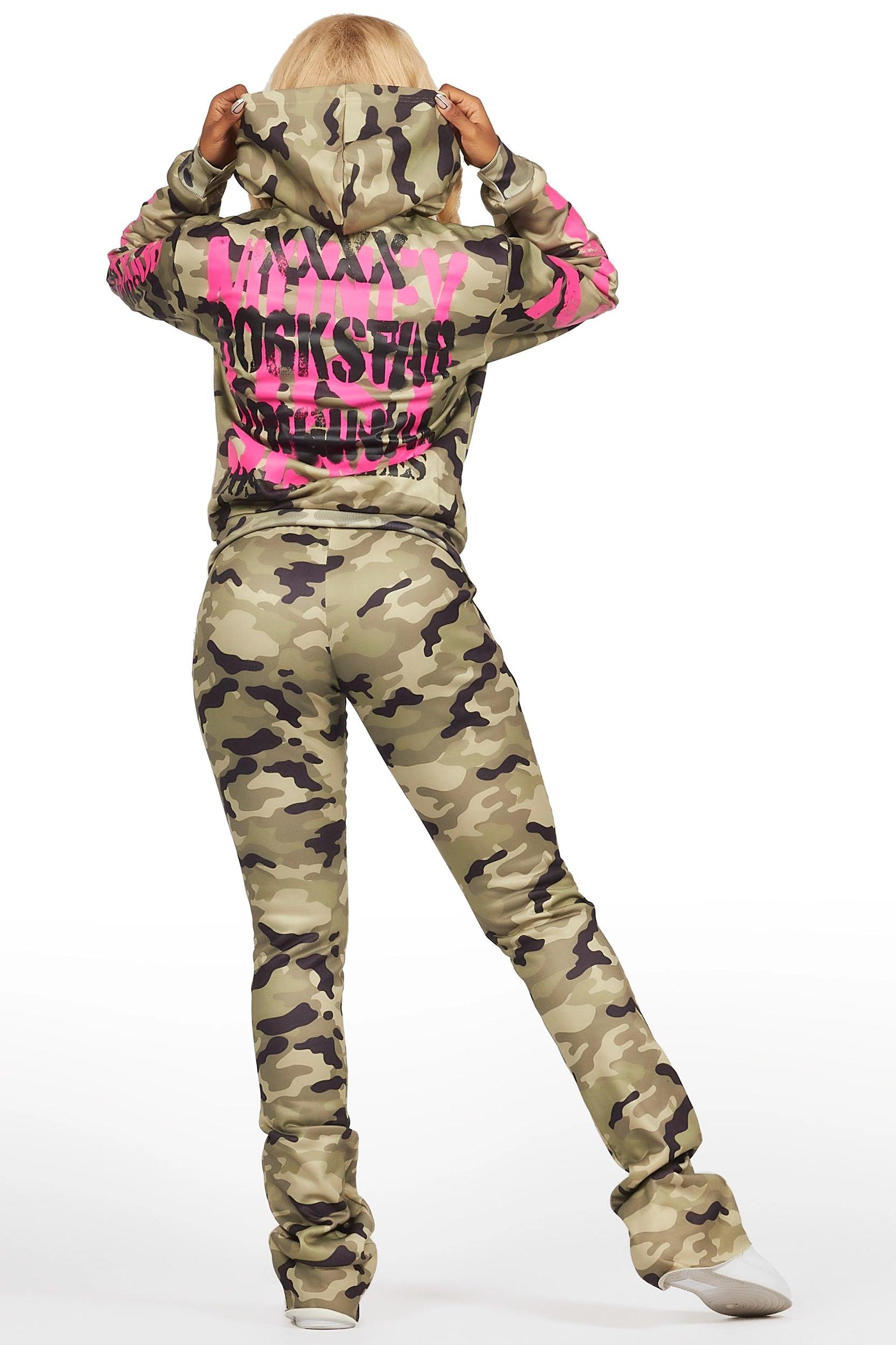 Lamani Green Camo Super Stacked Trackset Female Product Image