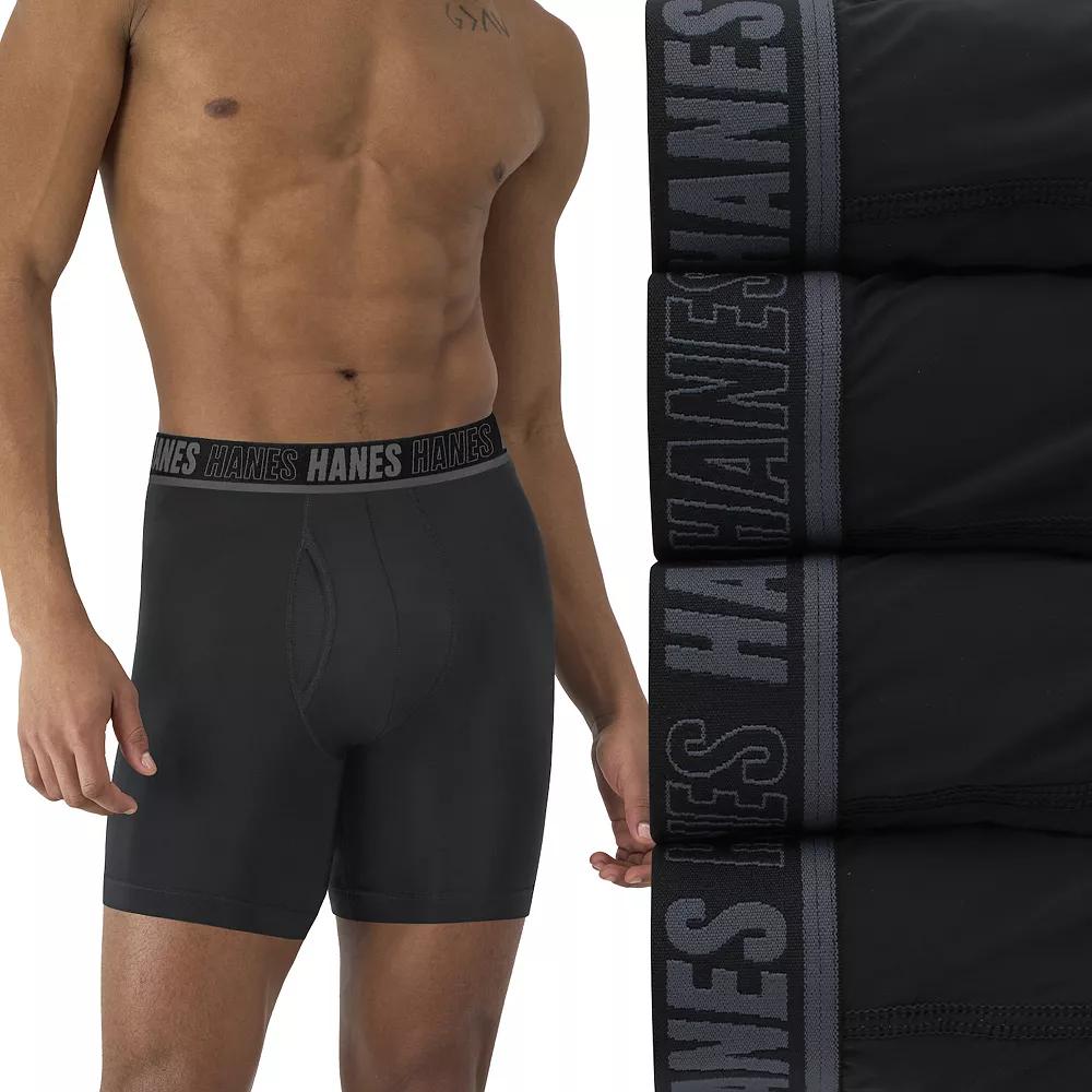 Men's Hanes® 4-Pack Moves Ultimate Anti-Chafe 6" Boxer Brief Underwear with Total Support Pouch and X-Temp,  Product Image