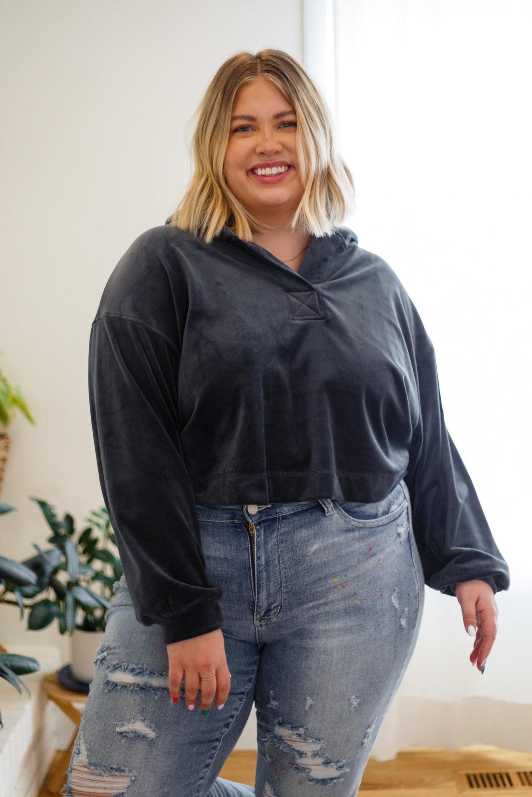 Velvet Icon Hoodie In Grey Blue (Online Exclusive) Product Image