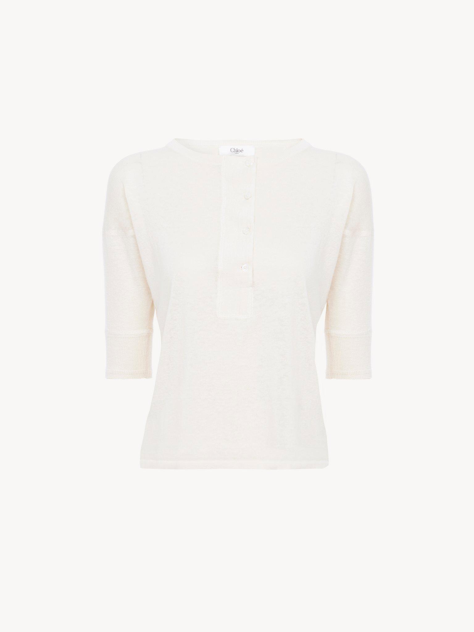 Short-sleeve Henley shirt in linen & silk knit Product Image