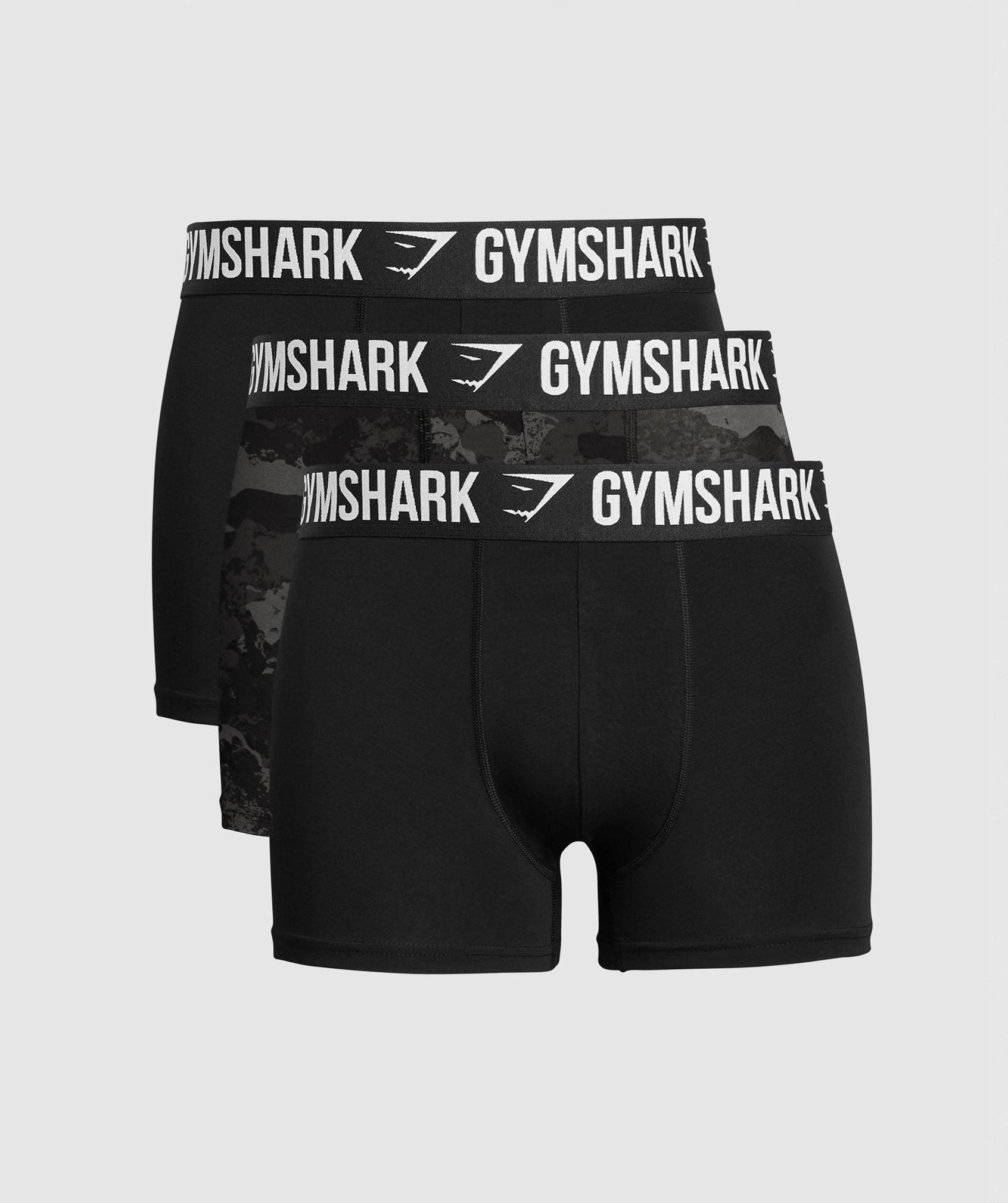 Gymshark Boxer Brief 3PK - Black/Graphite Grey Male Product Image