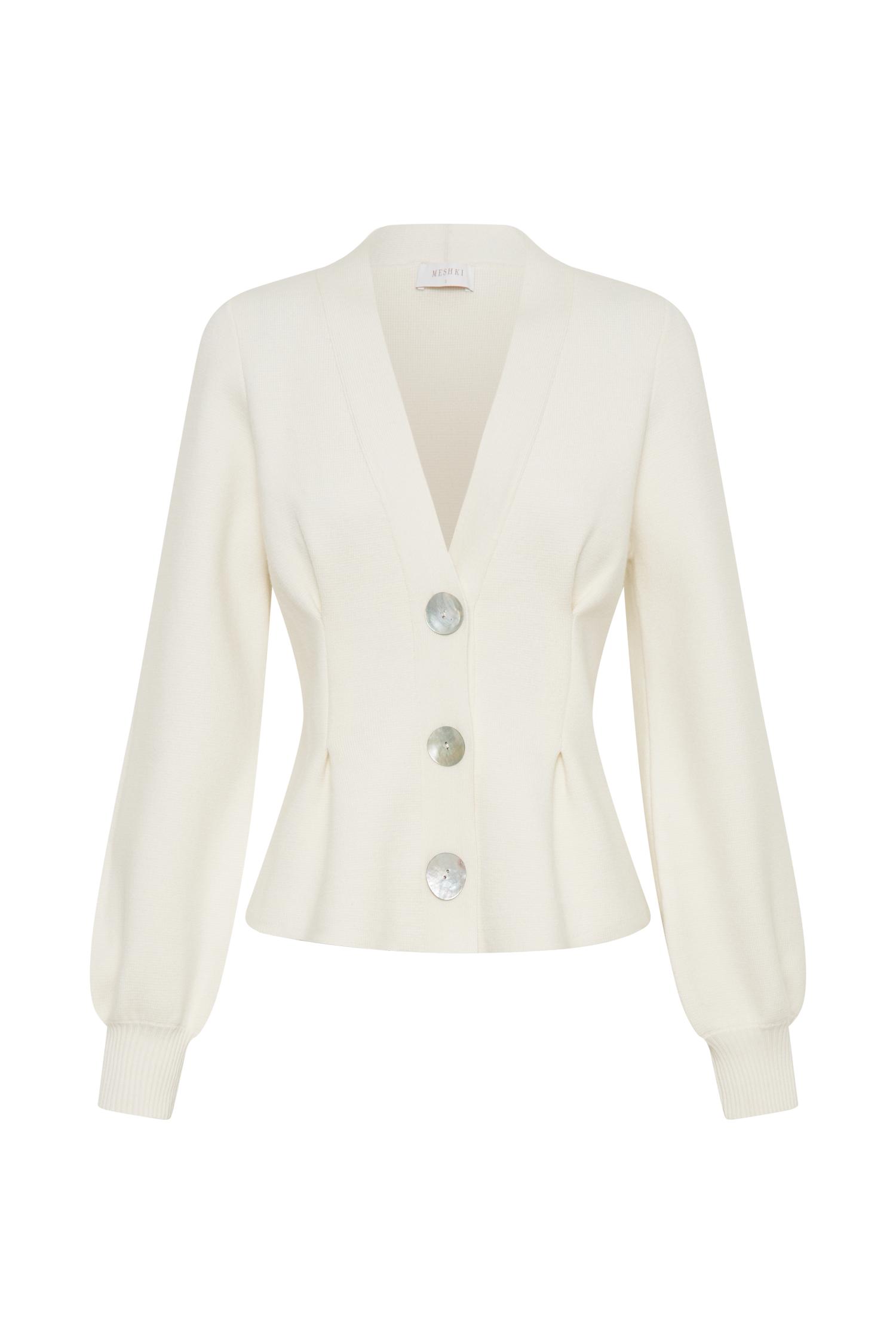 Beverly Knit Cinched Cardigan - Ivory Product Image